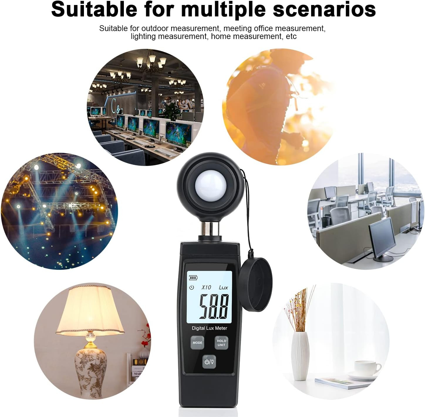 Light Meter, Handheld Lux Meter for Ambient Light Intensity Monitoring, Digital