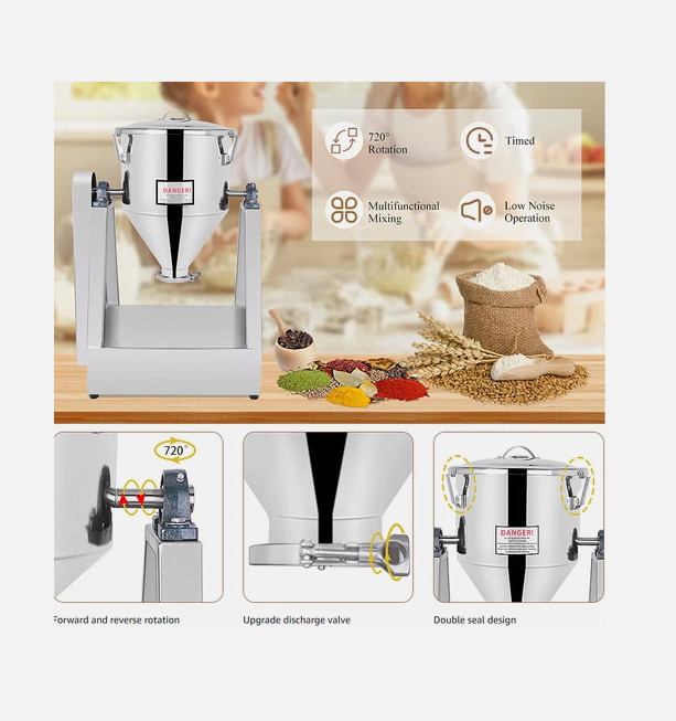 110V 10/20/40L Electric Powder Blender Dry Powder Mixer Automatic Flour Mixer