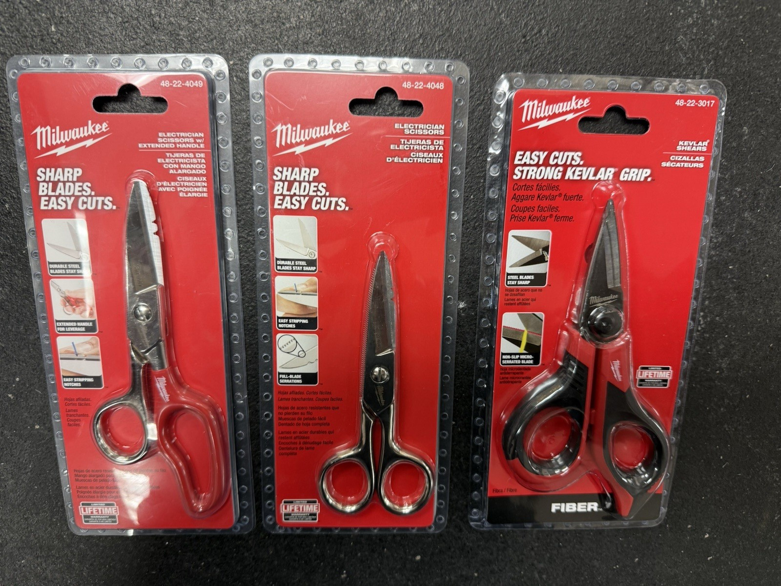 3- Milwaukee 48-22-4049, 4048,3017 Electrician Scissors & Shears.