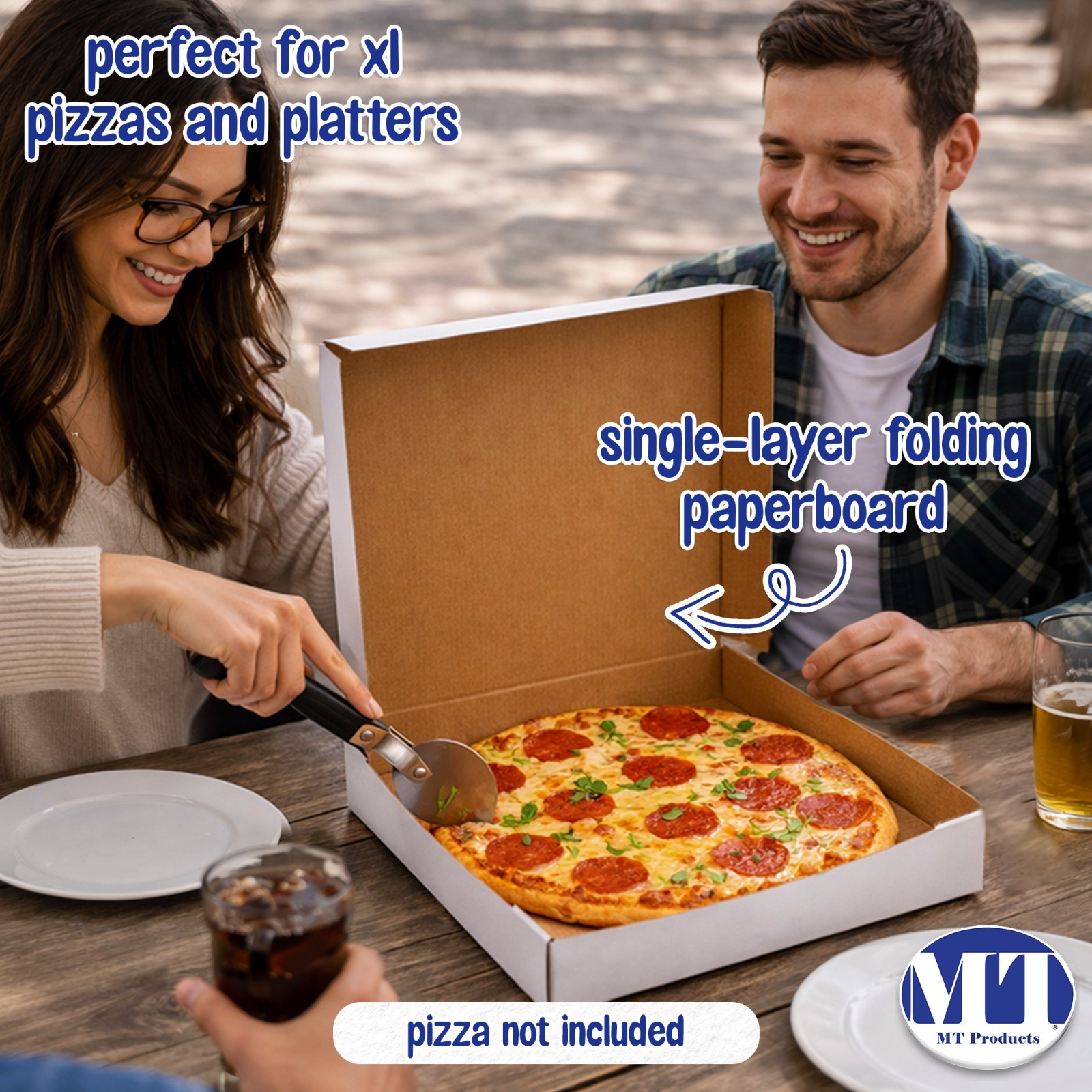 MT Products 16″ x 16″ x 1.9″ Extra Thin White Paperboard Pizza Boxes, Pack of 10