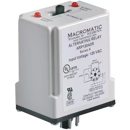 Macromatic Arp240a3r Alternating Relay,Dpdt,240Vac,10A,8 Pin