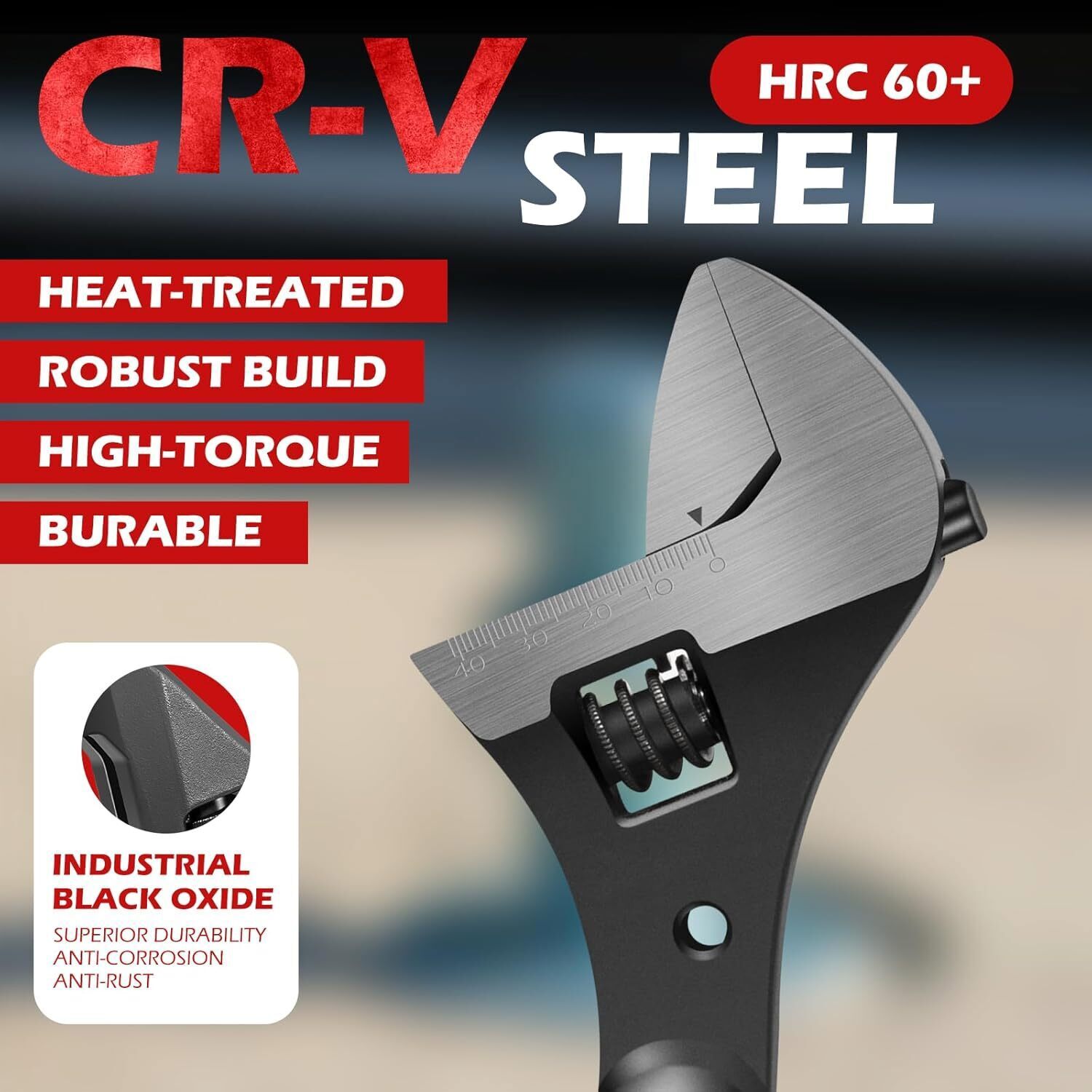 3239 16″ Extra Wide Adjustable Wrench 1‑5/8″ Opening For Nuts & Bolts Up to 1″