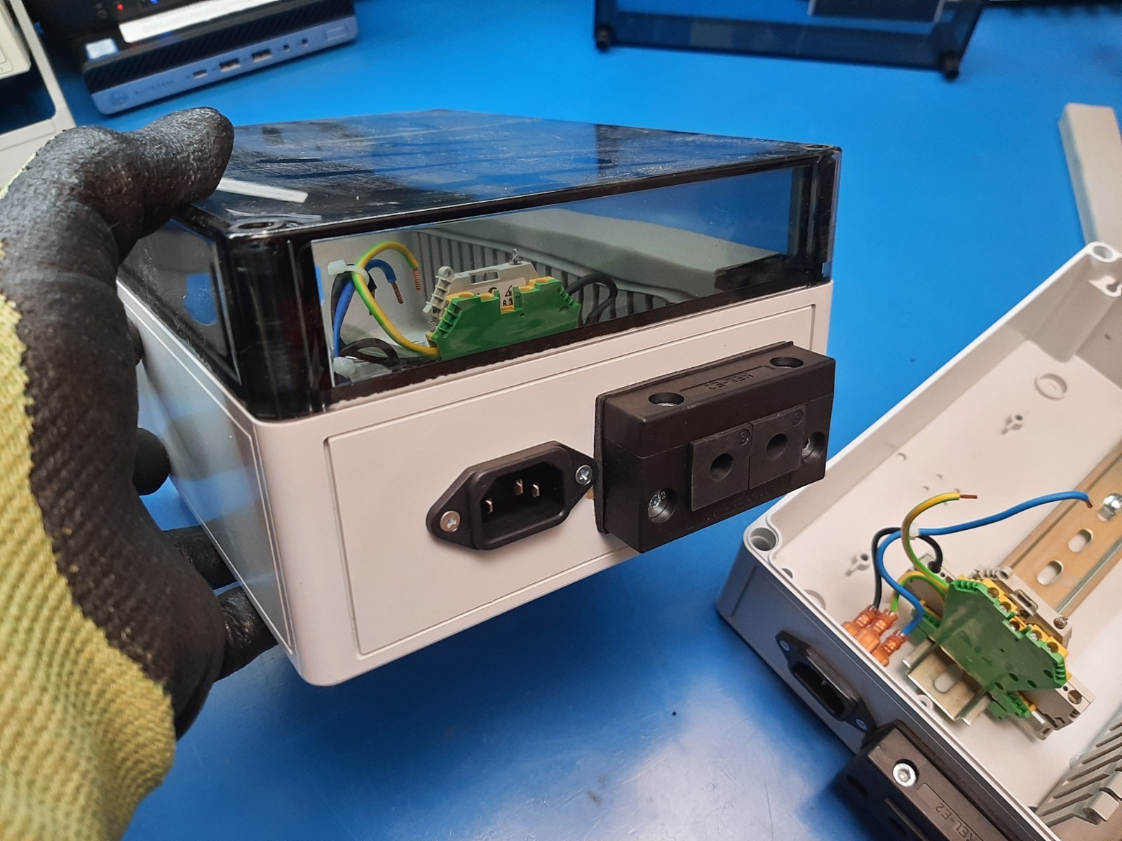 Industrial DIN-Rail Enclosure w/ Pre-wired Power Inlet, Connector Block & Fuse