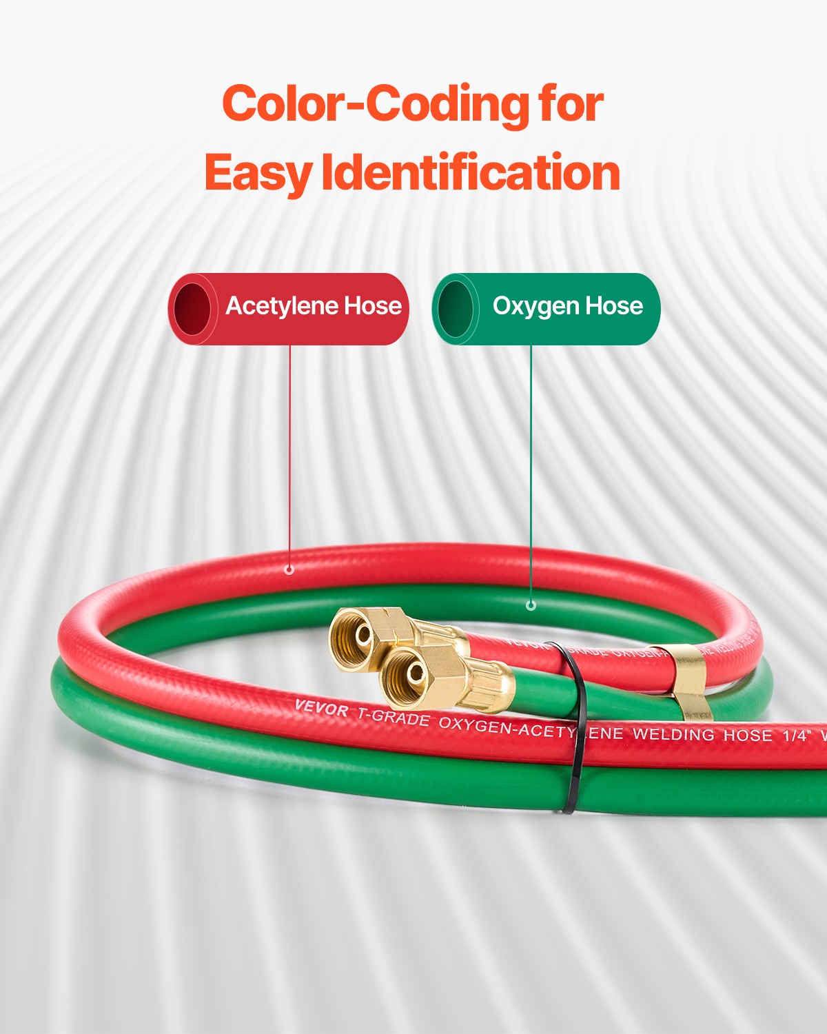 VEVOR Oxygen Acetylene Hose 1/4-Inch x 15FT T Hose 300PSI Max Working Pressure