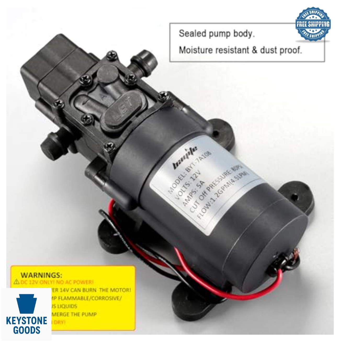 12V DC Diaphragm Pump Self Priming 80 PSI 1.2 GPM Sprayer Marine Boat ATV