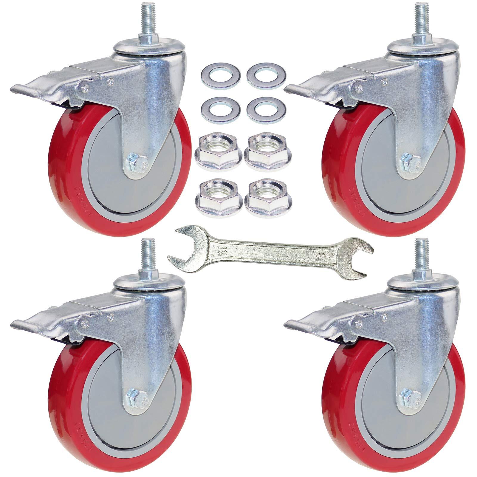 5 Inch Heavy Duty Stem Casters 360 Degree Swivel Thread Wheels With Metric Size