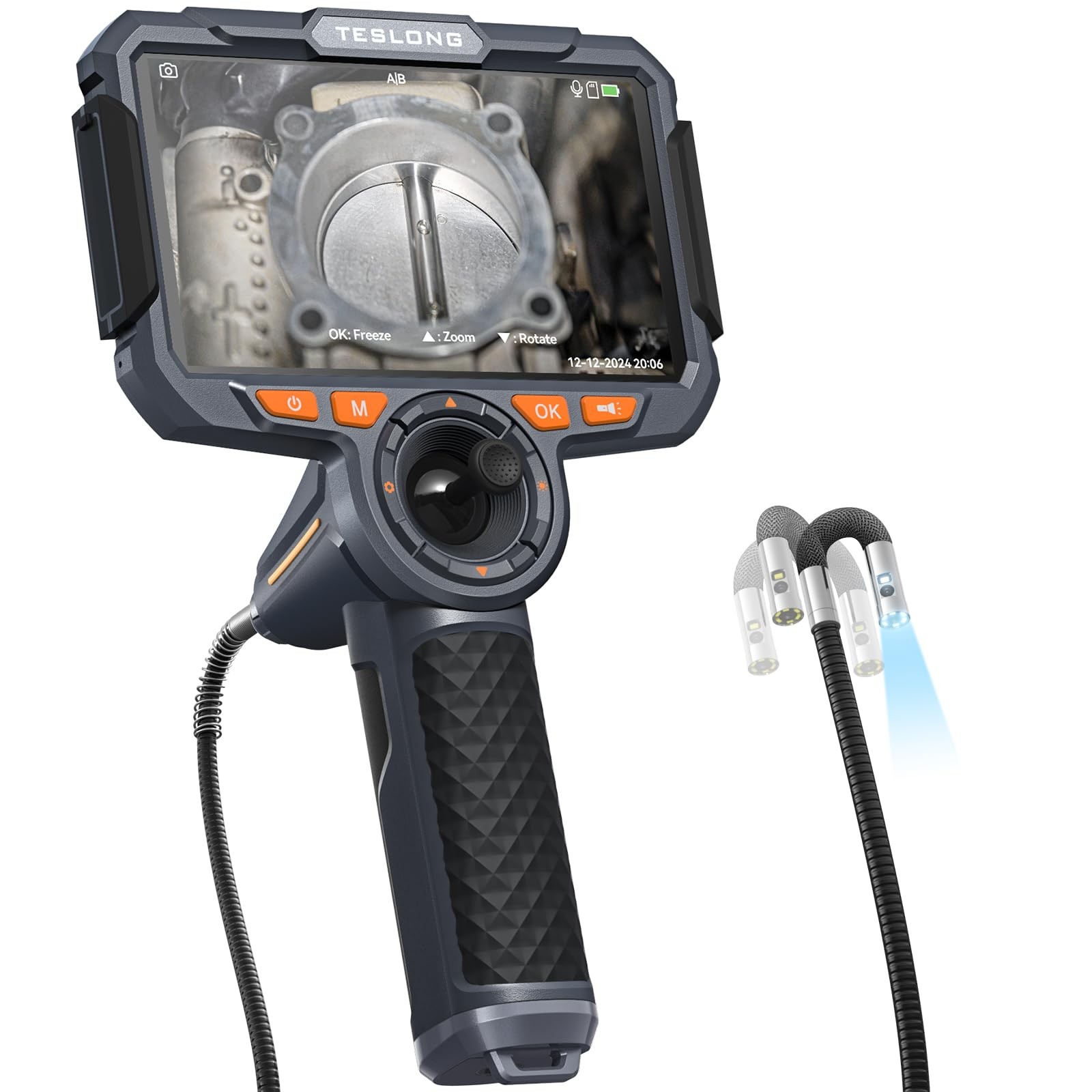 Teslong TF600 4-Way Articulating Borescope with 6-inch IPS LCD HD, black