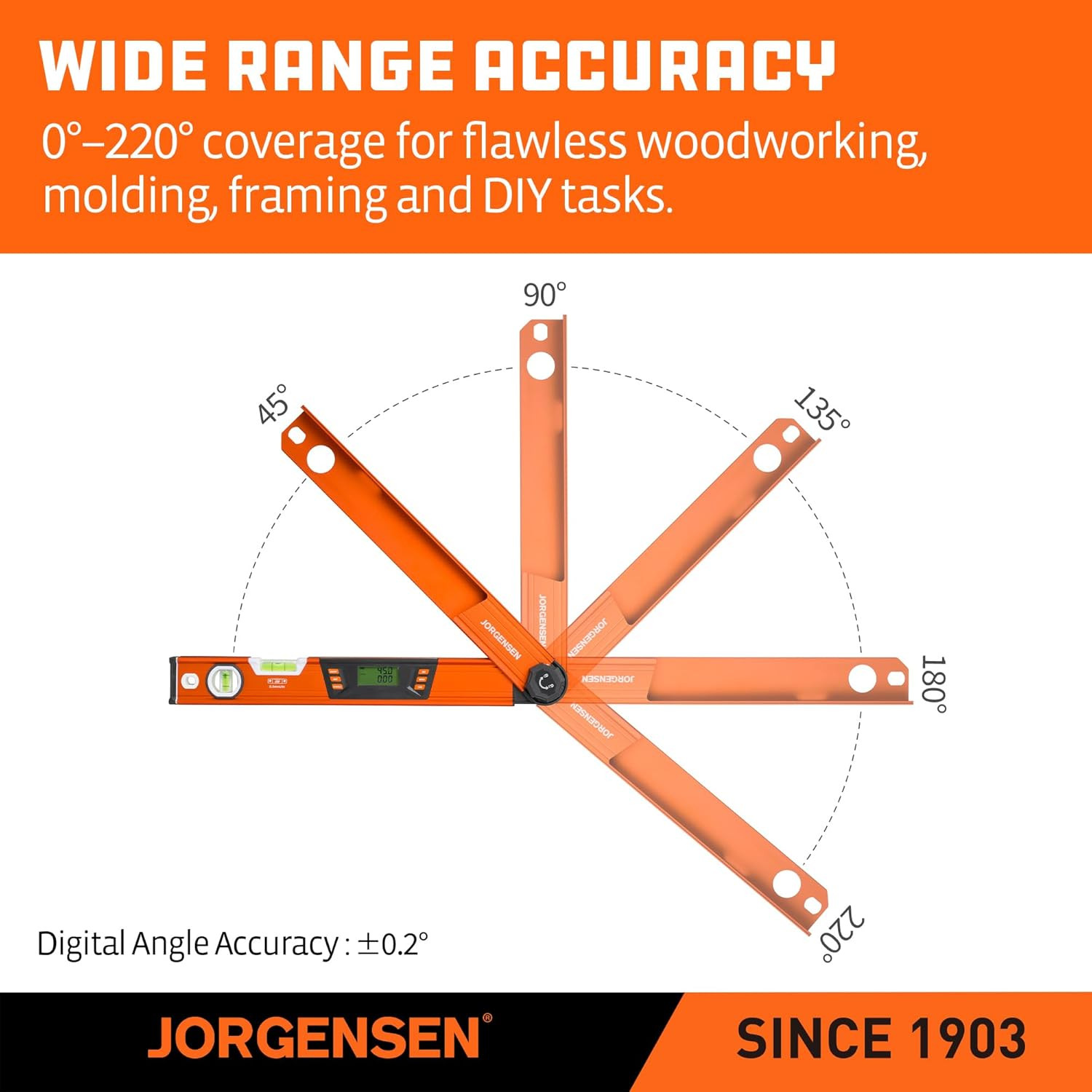 Digital Angle Finder, Multi Angle Finder Tool with Backlit LCD, Protractor Digit