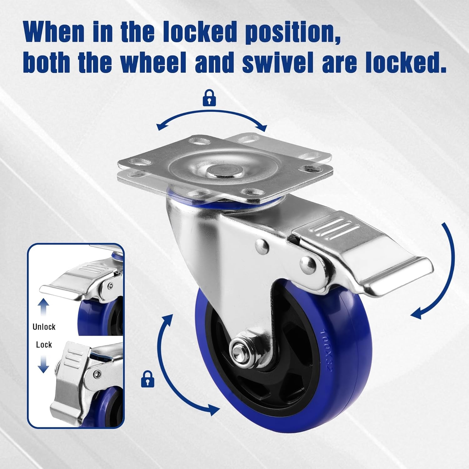 WORKPRO 4x 4″ Heavy Duty Caster Wheel 2200LBS Swivel Locking Industrial w/ Brake