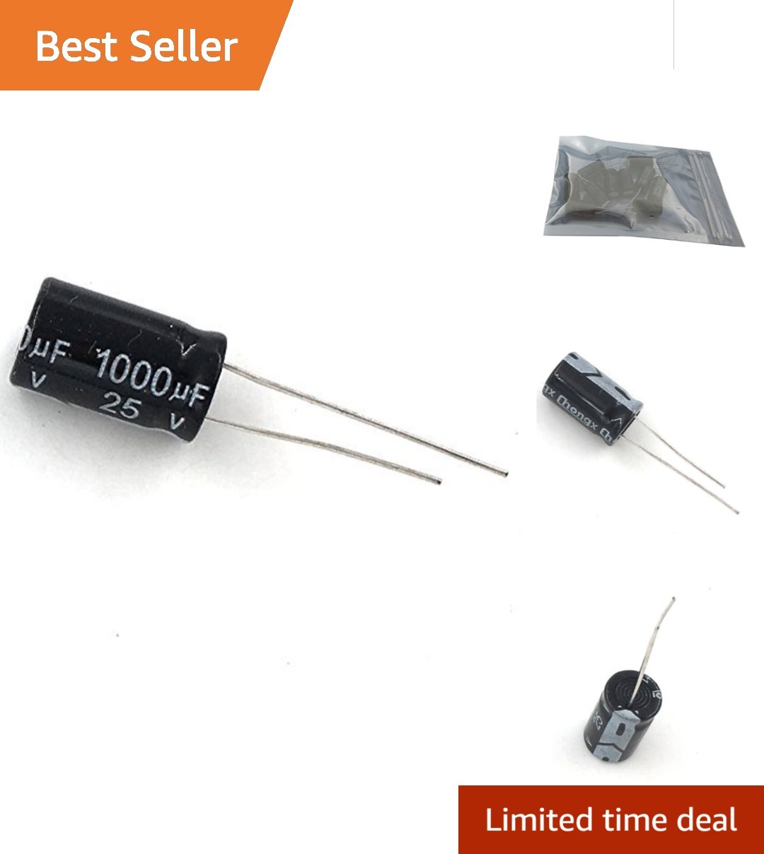 Efficient 1000uF 25V Capacitors – Pack of 10, Ideal for Electronics Projects