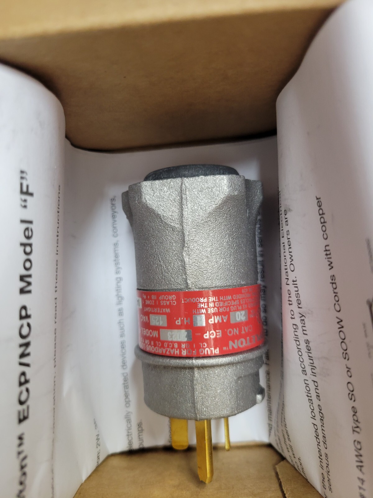 Appleton ECP2023 U-Line 20A Explosion Proof Plug 125V Class I II Div 1 & 2 New