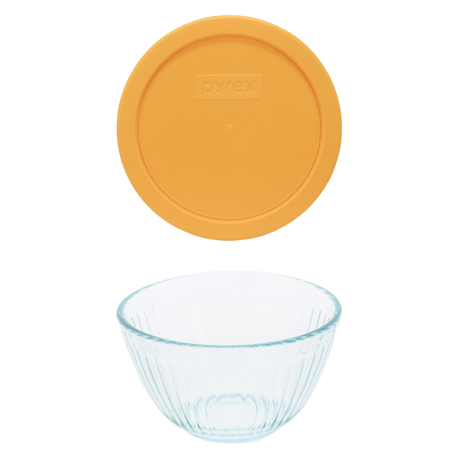Pyrex 7401 3-Cup Sculpted Glass Mixing Bowl & 7401-PC 3 Cup Lemon Drop Yellow L