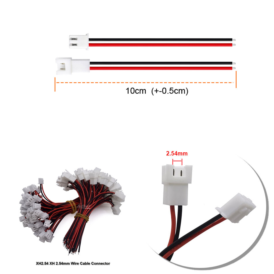 2.54mm pitch 2pin Plug Cable connector XH2.5mm Male Female 26AWG Terminals Wire