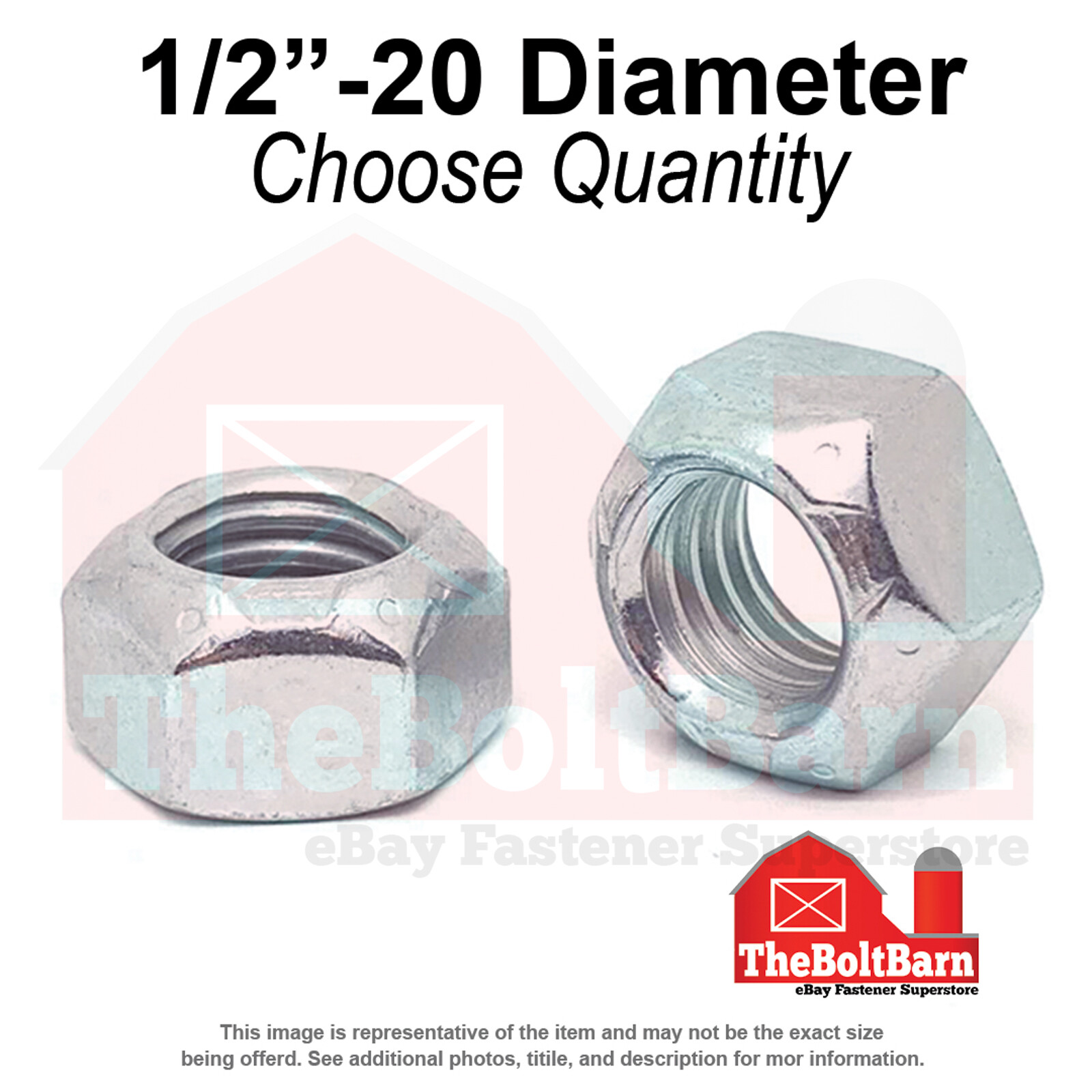 1/2″-20 Grade 8 Hex Top Lock Nuts Zinc Clear Fine Thread (Pick Quantity)