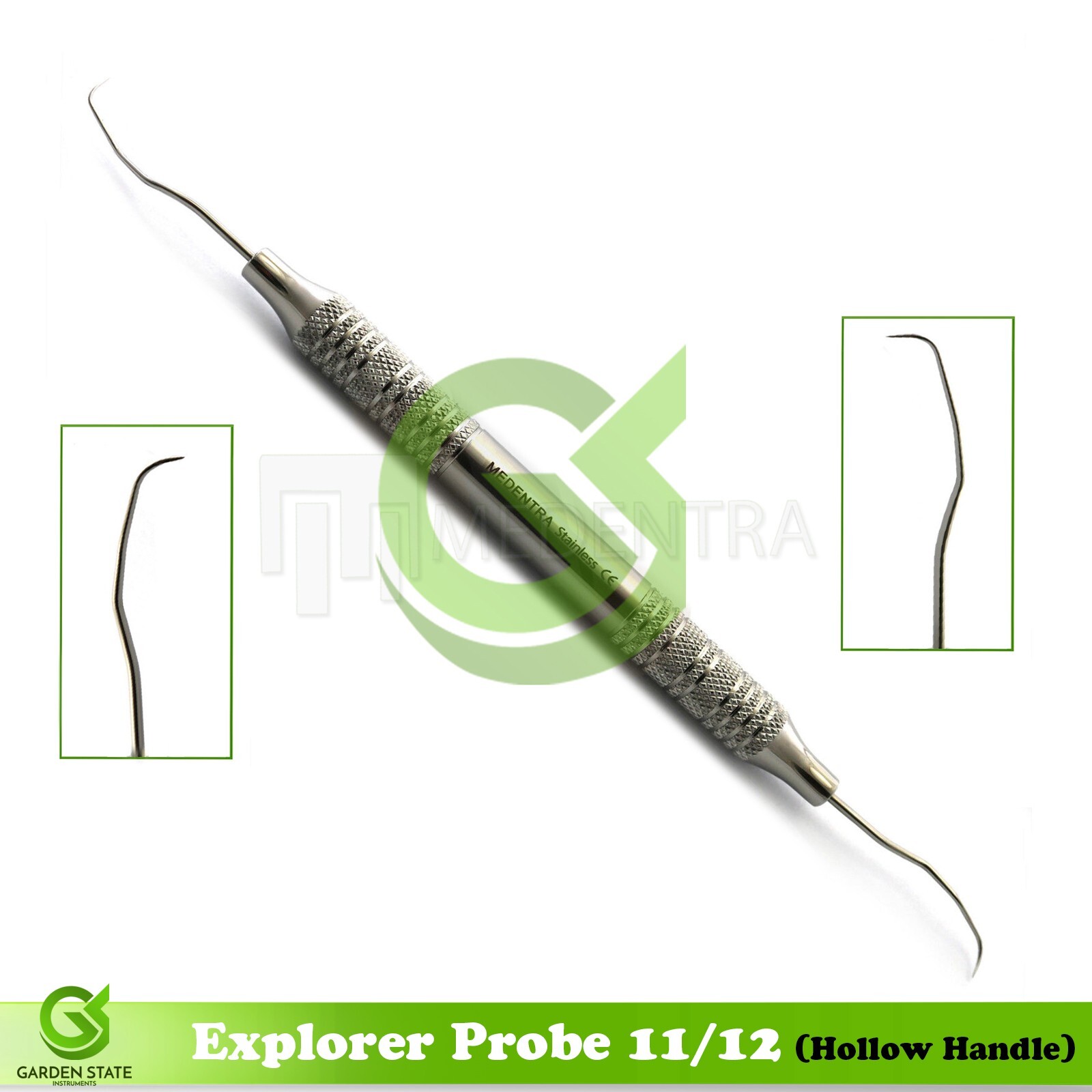 5Pcs Dental 11/12 Explorer-Probe Hollow Handle Diagnostic Plaque Sickle Scaler