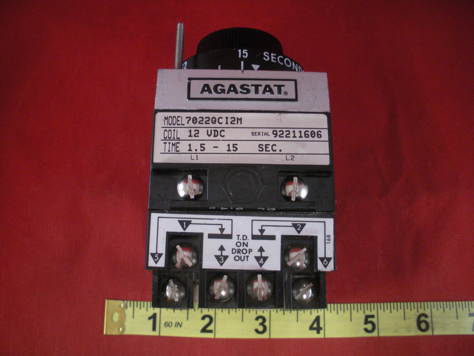 Agastat 7022QCI2M Timing Relay 12 vdc Time 1.5-15 sec. seconds 7022 QC I2M used