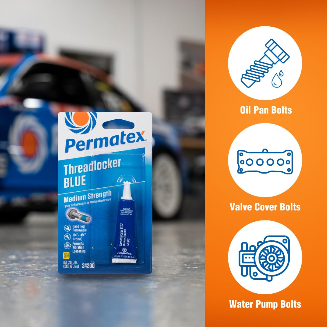 Permatex Medium Strength Threadlocker Blue 6ml Automotive Fastener Sealant