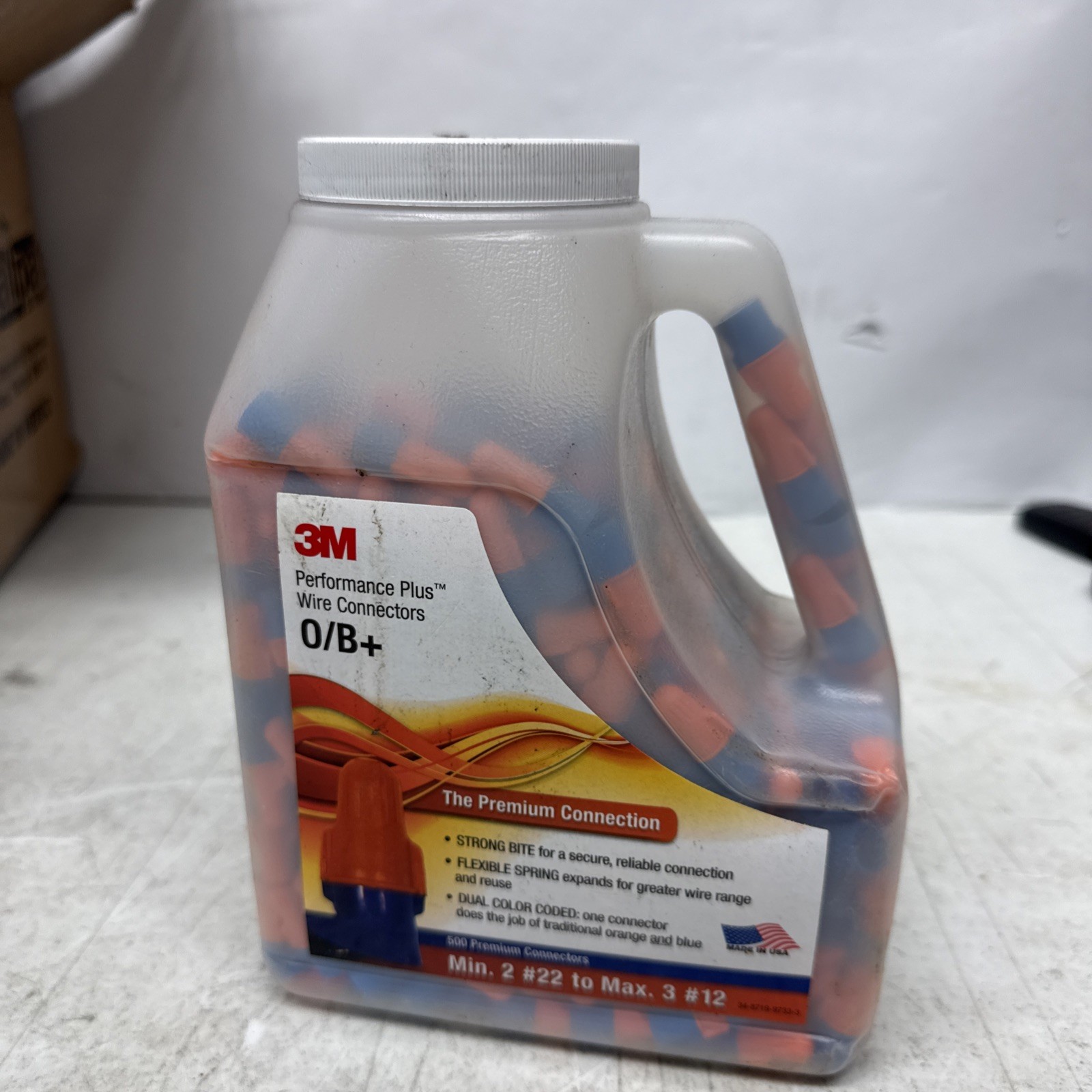3M 7000133222 Performance Plus O/B+ Wire Connectors Orange/Blue 500/Jug