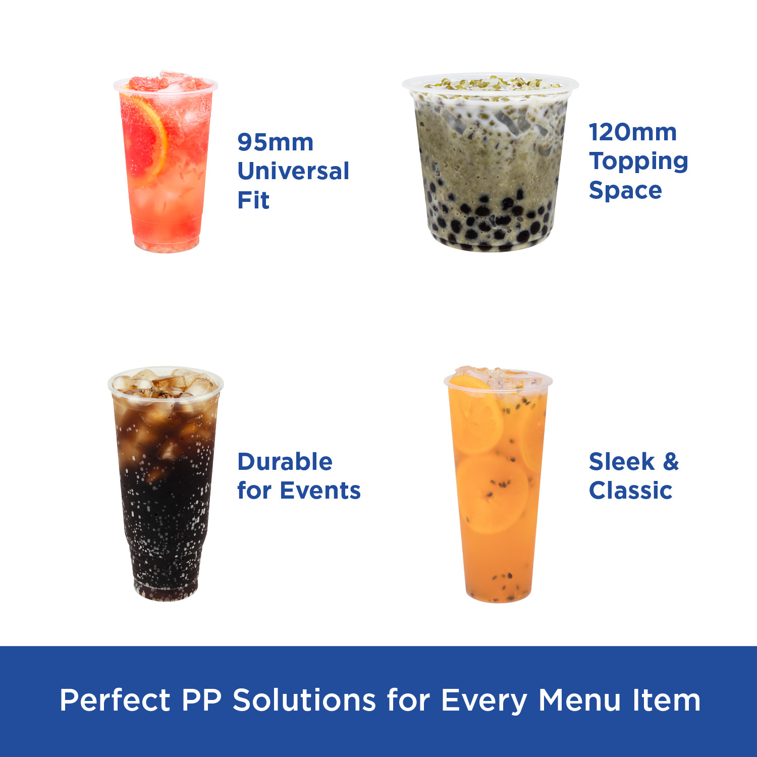 Karat 24oz PP Plastic U-Rim Cold Cups (95mm) – 1,000 ct, C1012 (Karat)