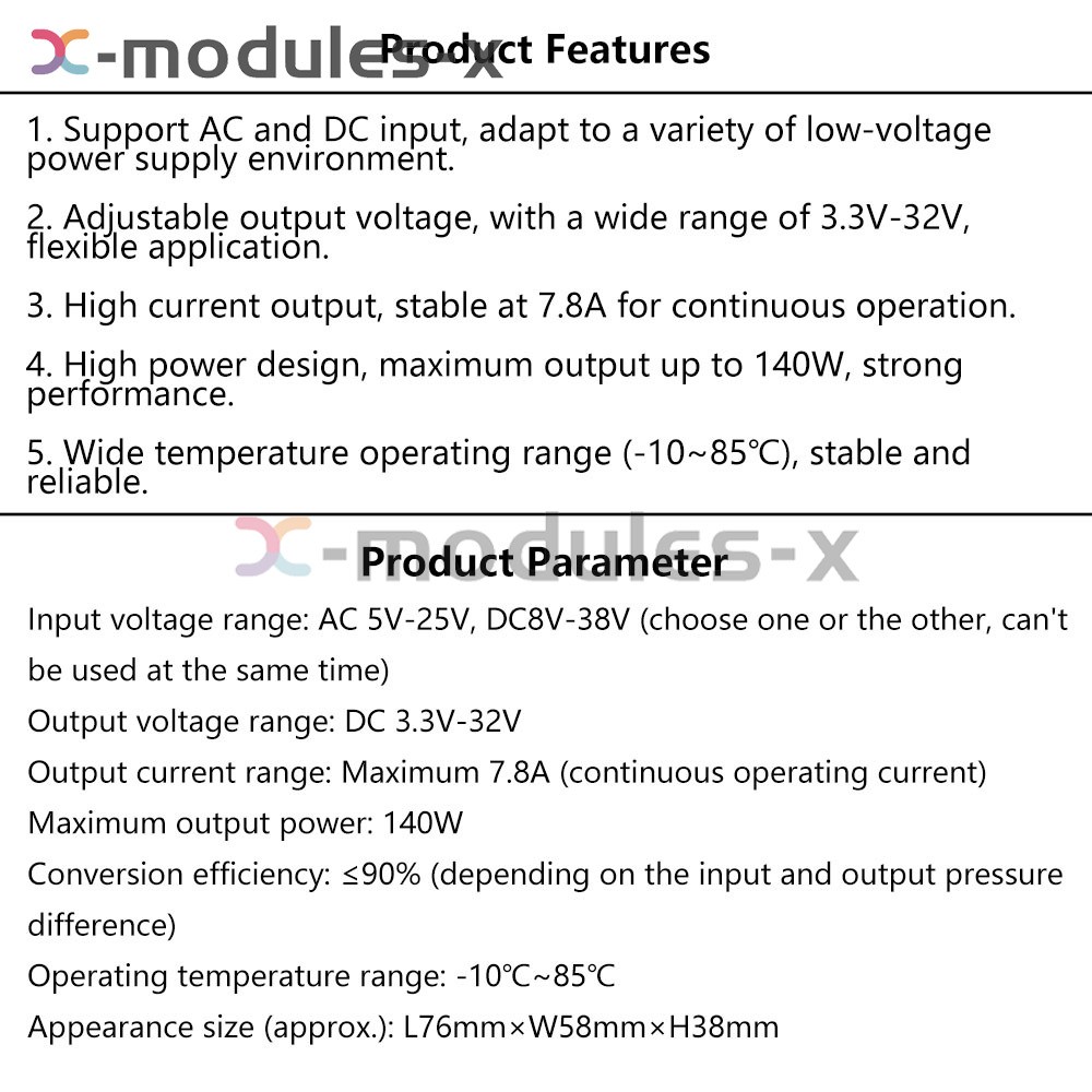 AC 5-25V/DC 8-38V To DC 3.3-32V Buck Power Module 140W Voltage Regulator