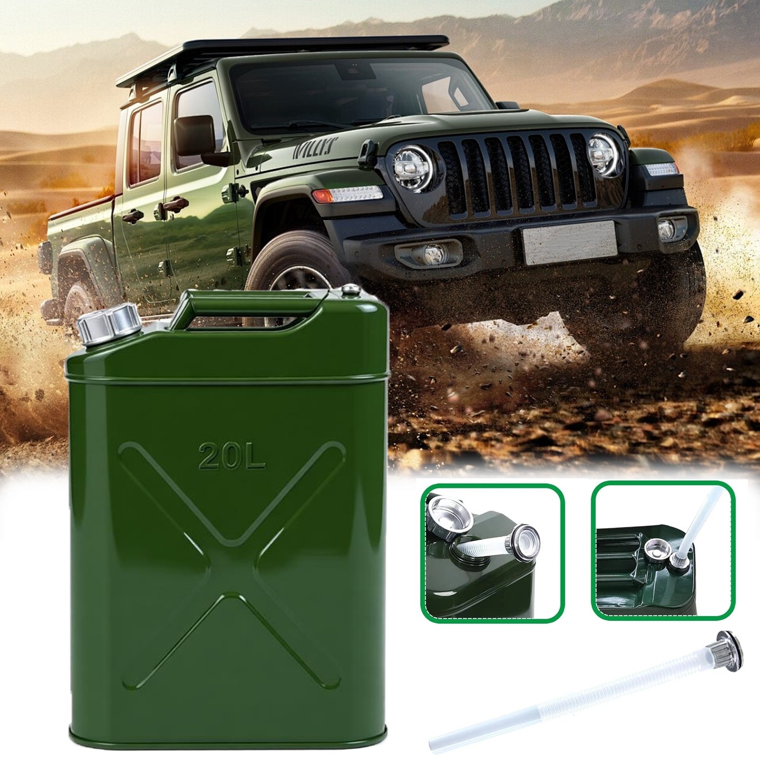 2PCS Jerry Can 5 Gallon 20L Can Metal Tank Emergency Backup Off-road