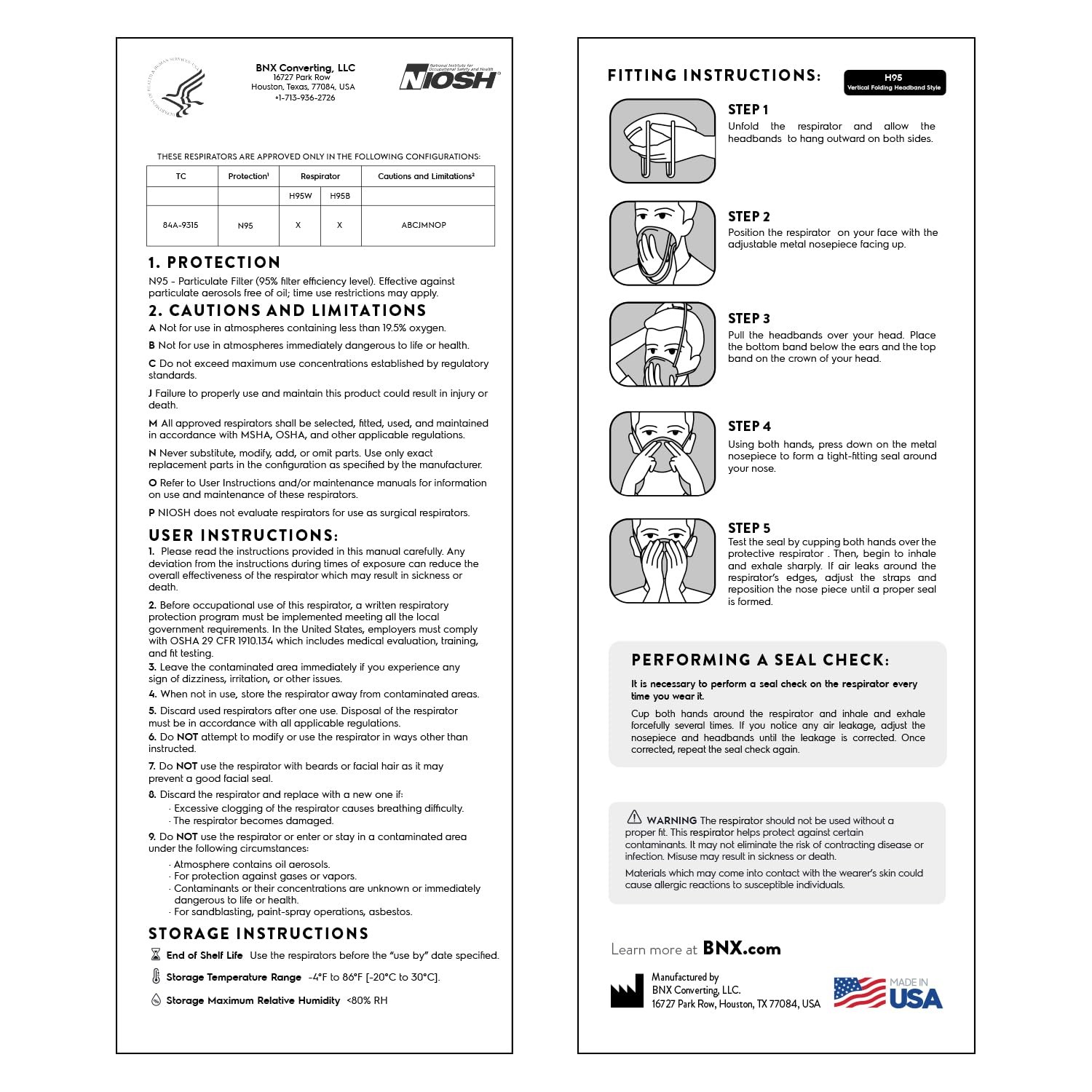 AccuMed BNX N95 Mask Black NIOSH 1 Count (Pack of 50), 50-pack