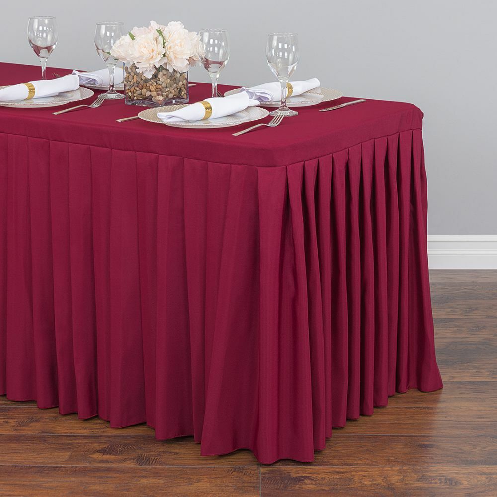 4/ 6/ 8 ft. Fitted Poly Table Skirt for Banquet Table Wedding Event Catering