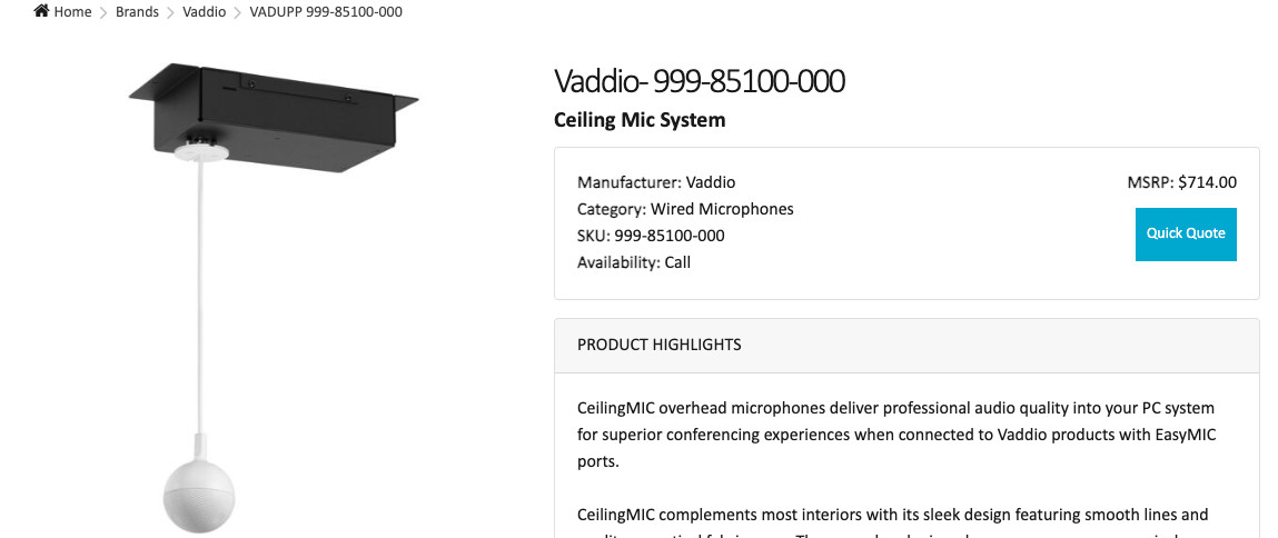 VADDIO Mic Model 998-85100-000