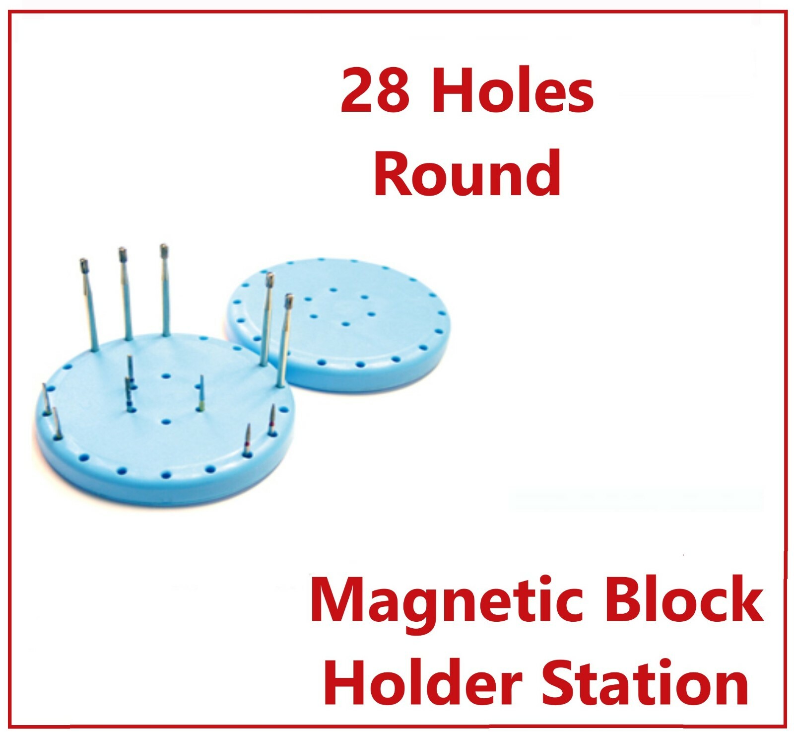 Magnetic Round Dental Lab Bur Block with Cover FG & RA, FGOS, 7 / 14 / 28 Holes
