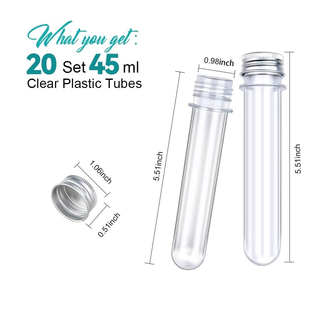 Clear and Shatter-Resistant 45ml Tubes – 20-Pack for Safe Experimentation