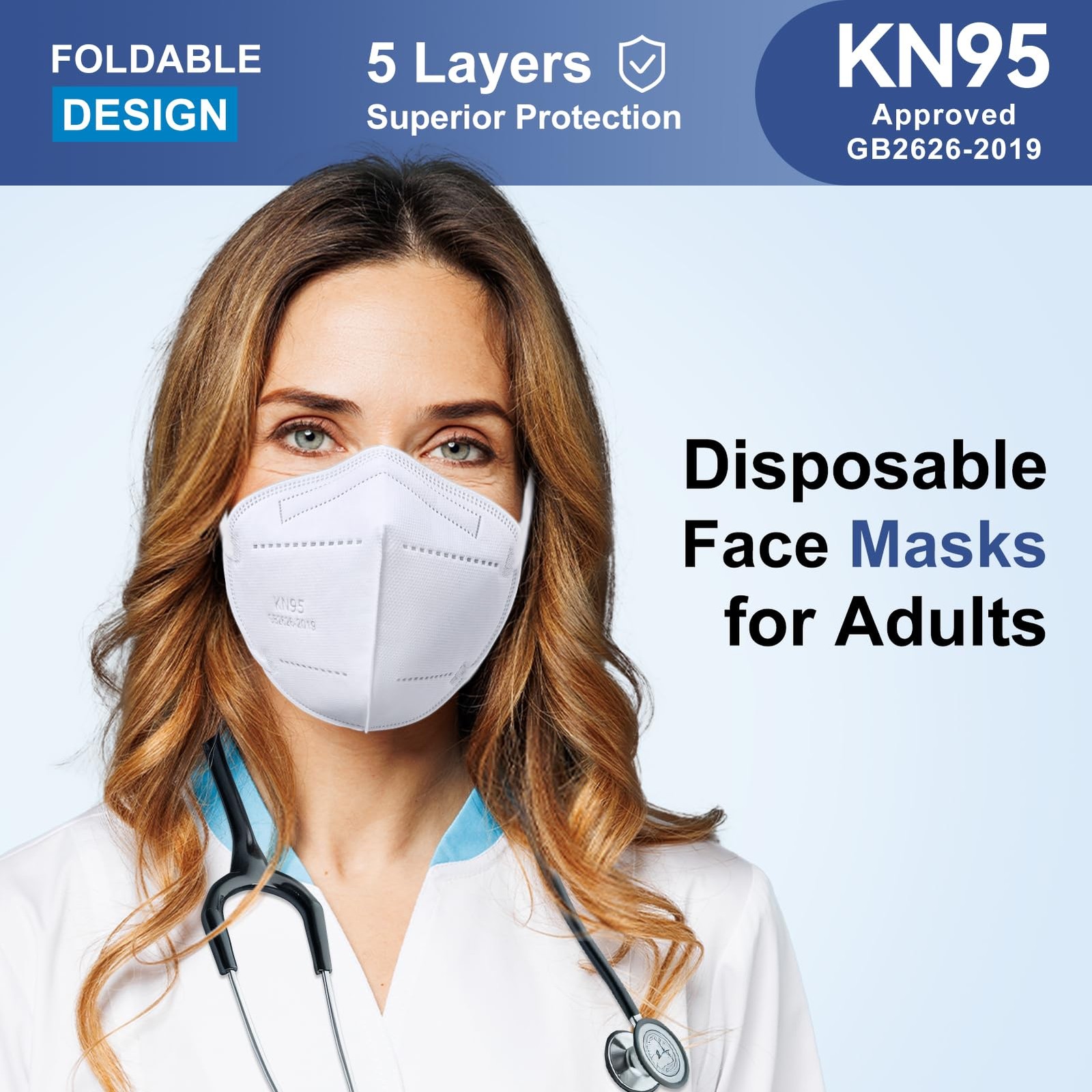 KN95 Face Masks Adults Disposable – 100 Pack KN95 Masks Protective Comfortabl…