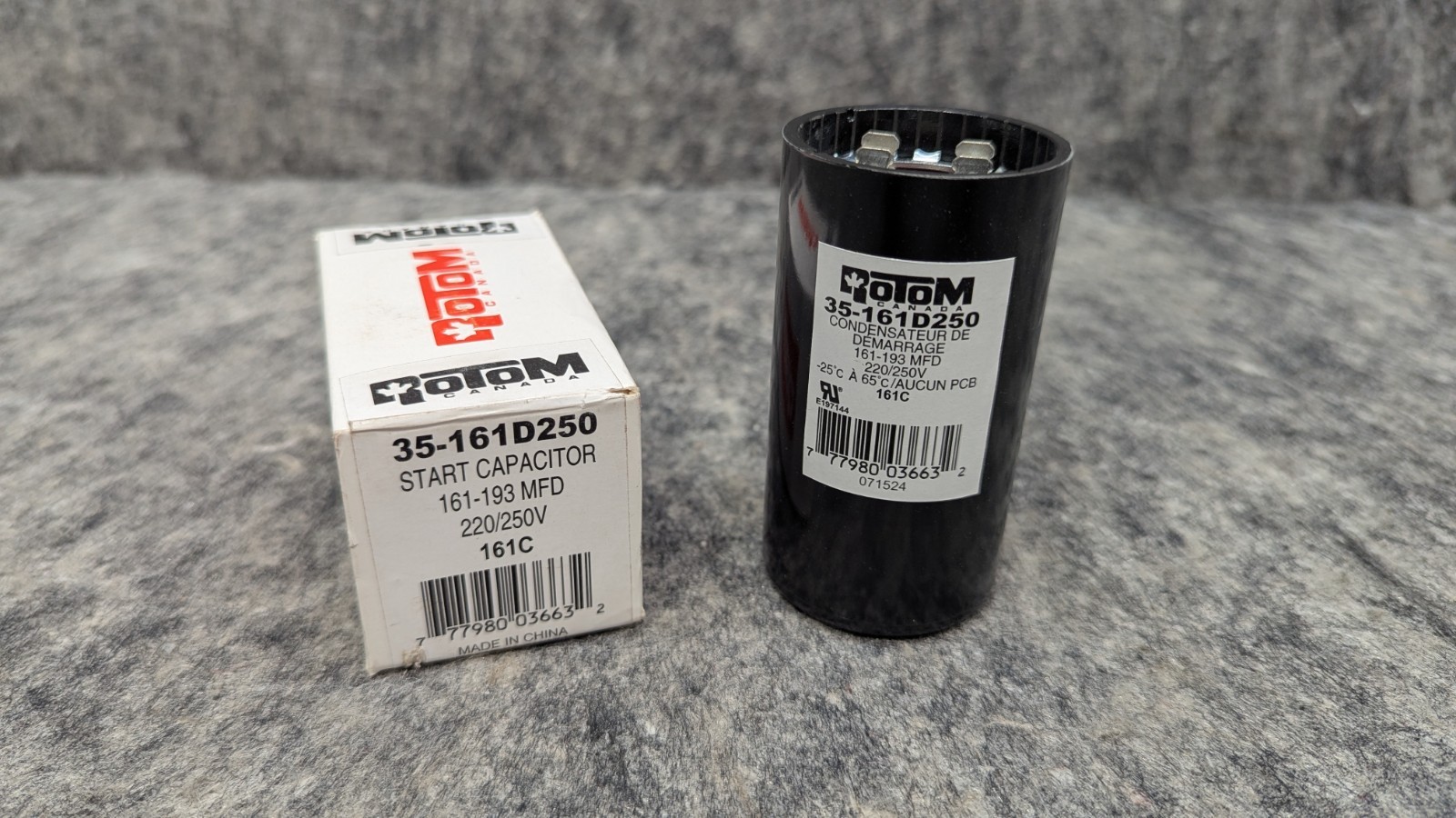 Motor Run Start Capacitor 35-161D250 161-193MFD 220/250VAC Round – Rotom 🔥New🔥