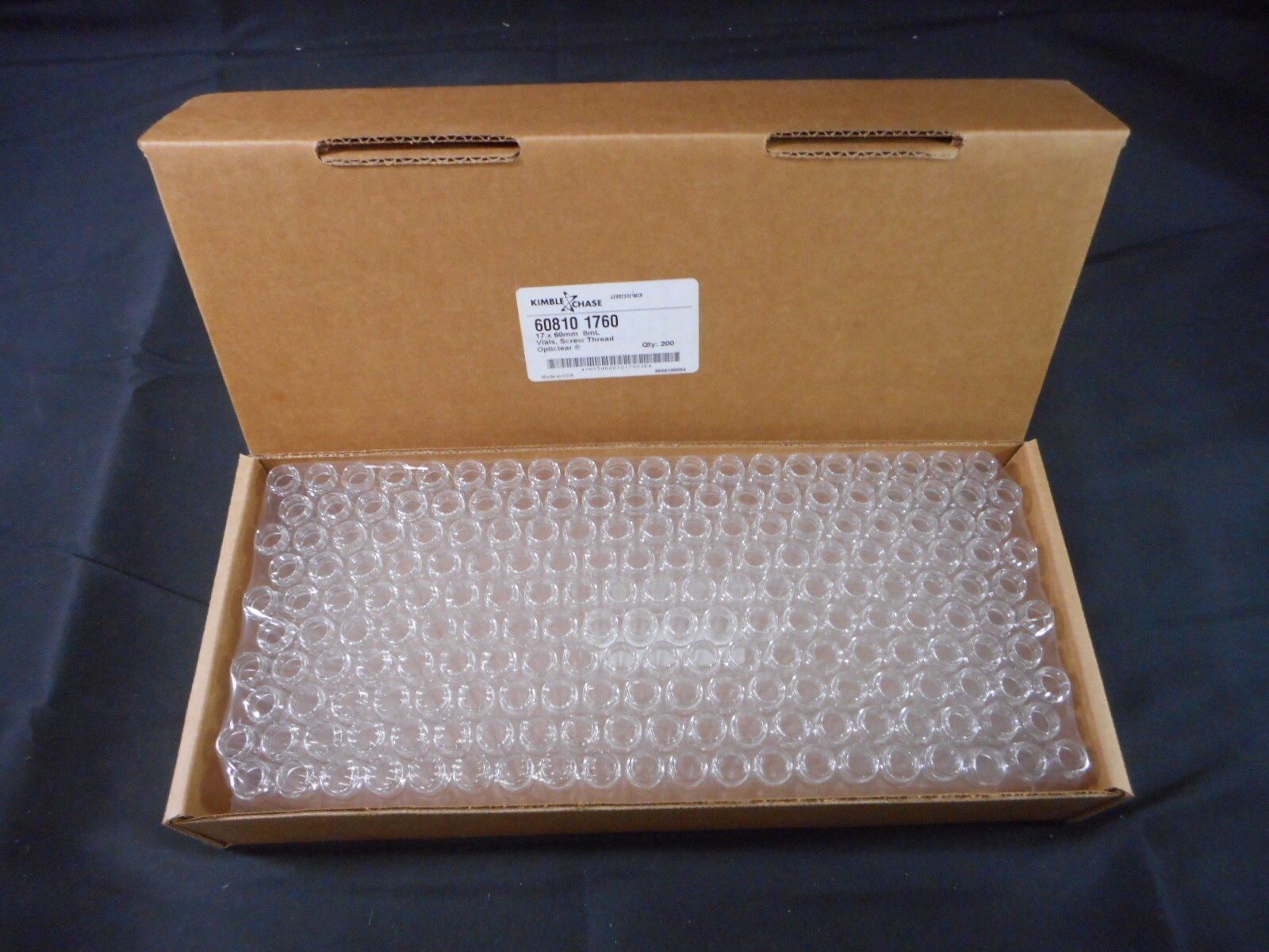 KIMBLE Borosilicate Glass Clear Glass Sample Vial 8mL 60810-1760 (200/cs)