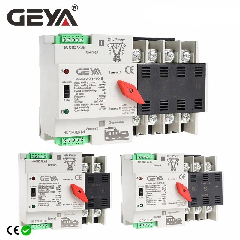 Dual Power Automatic Transfer Switch 63A 100A PC 110V 220V 50/60Hz Household