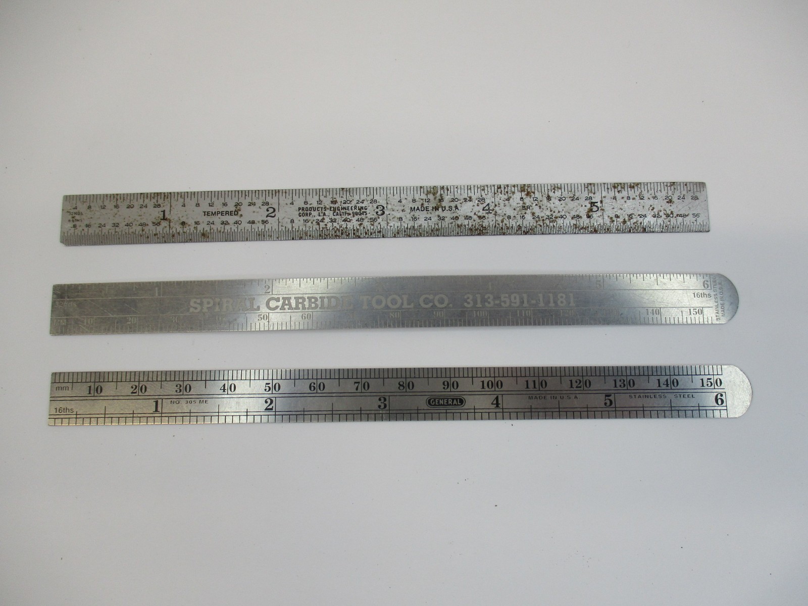 (3) 6″ Scales Ruler Rule Scale GENERAL 305 ME, PEC Tools 5R, Executive SS USA VG