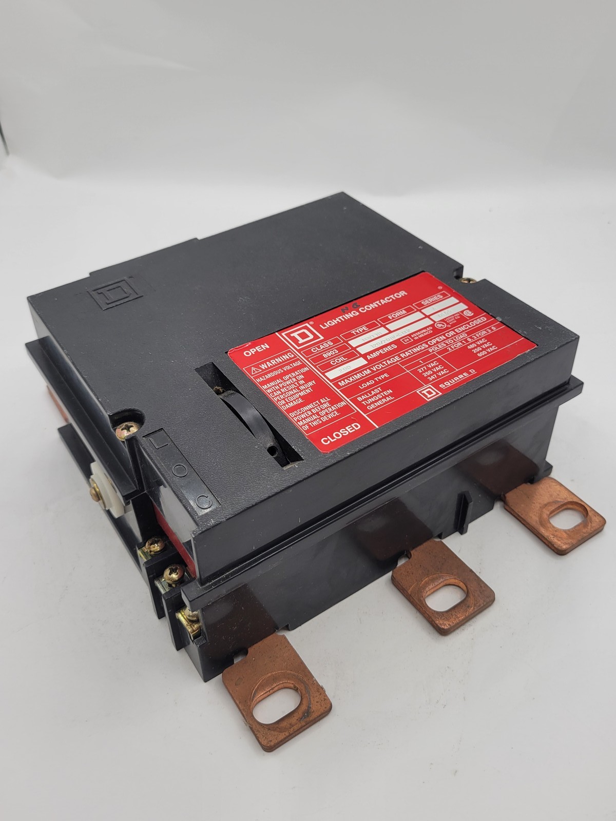 Square D 8903 PBV11B Lighting Contactor 200A 3P 600V 120/208V Coil Series A