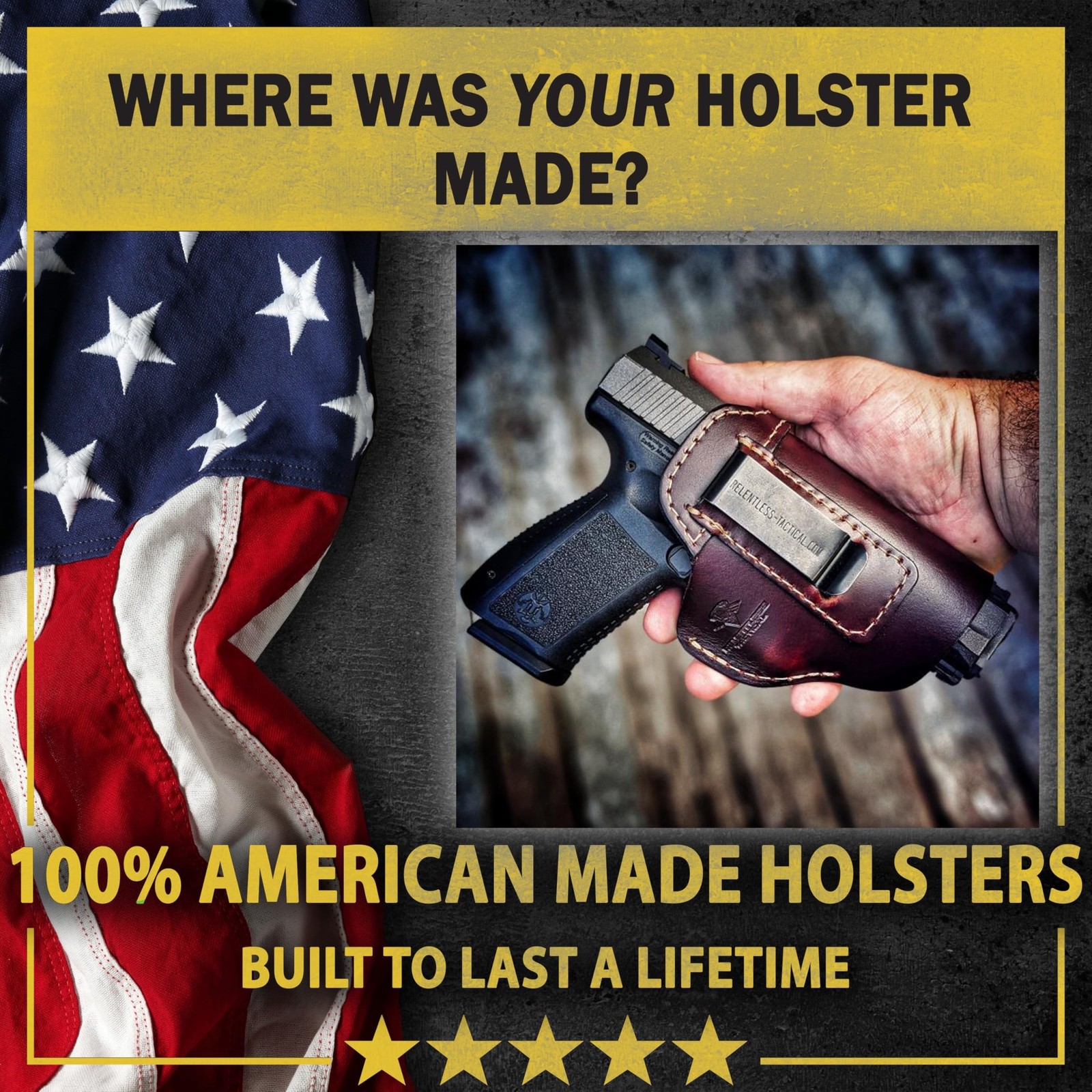The Defender Leather IWB Holster for 1911 Style Handguns – Standard or Swe
