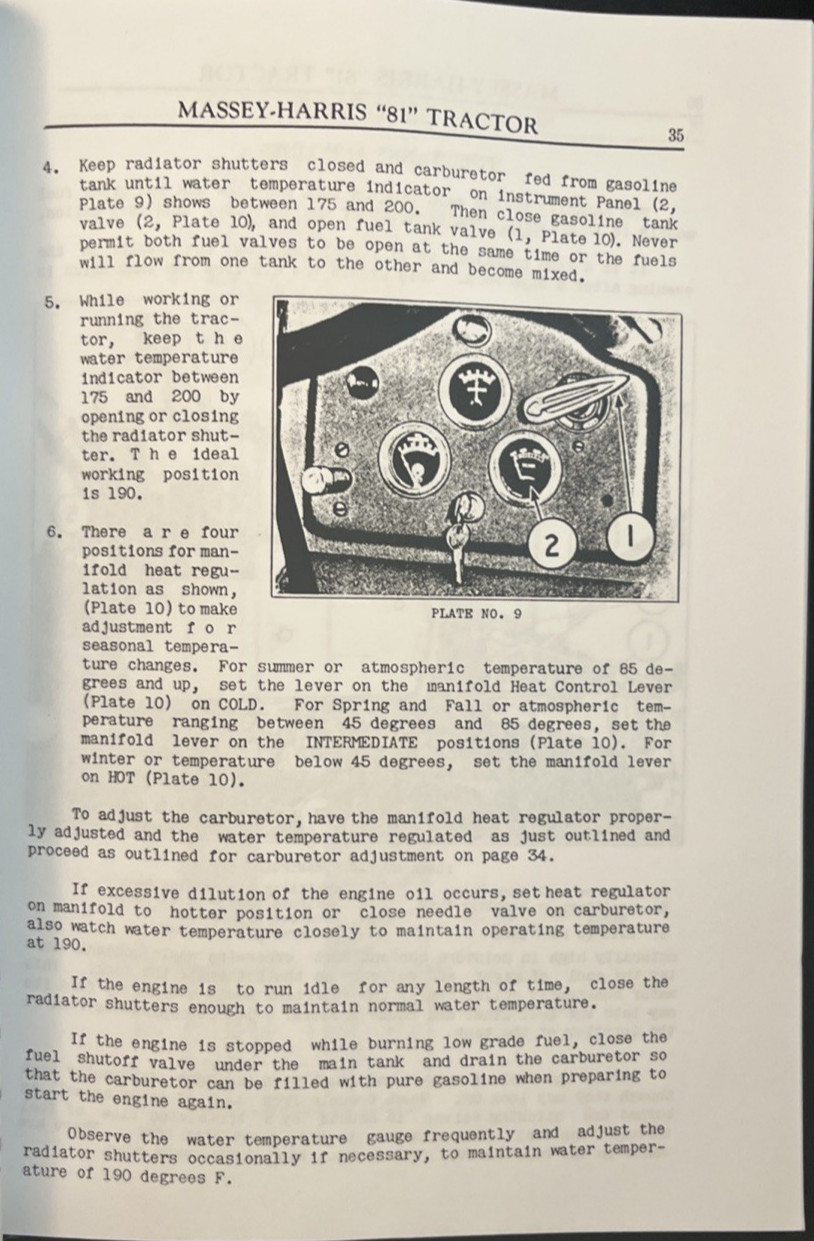 Reproduction Service Manual for Massey-Harris 81 Tractors