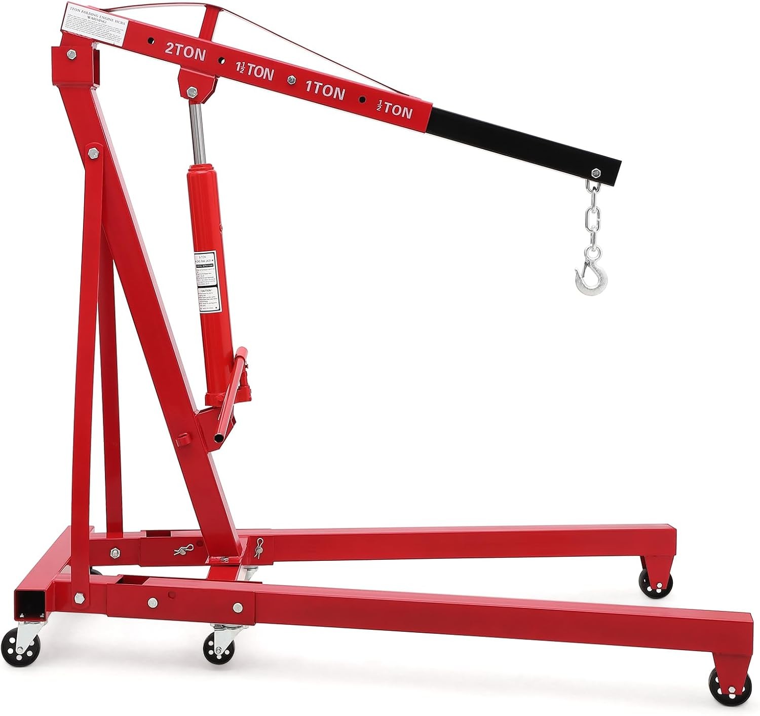 Garvee 2Ton Engine Hoist Hydraulic Cherry Picker Heavy Duty Folding 4400lbs Red