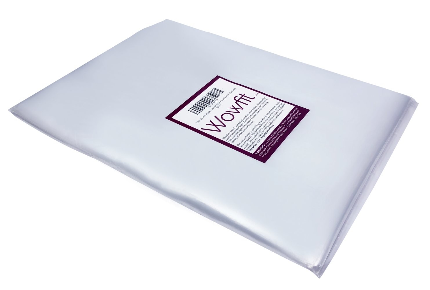 Wowfit 10 CT 24×36 Inch Clear Plastic Flat Open Poly Bags, 1.6 Mil Food-Grad…