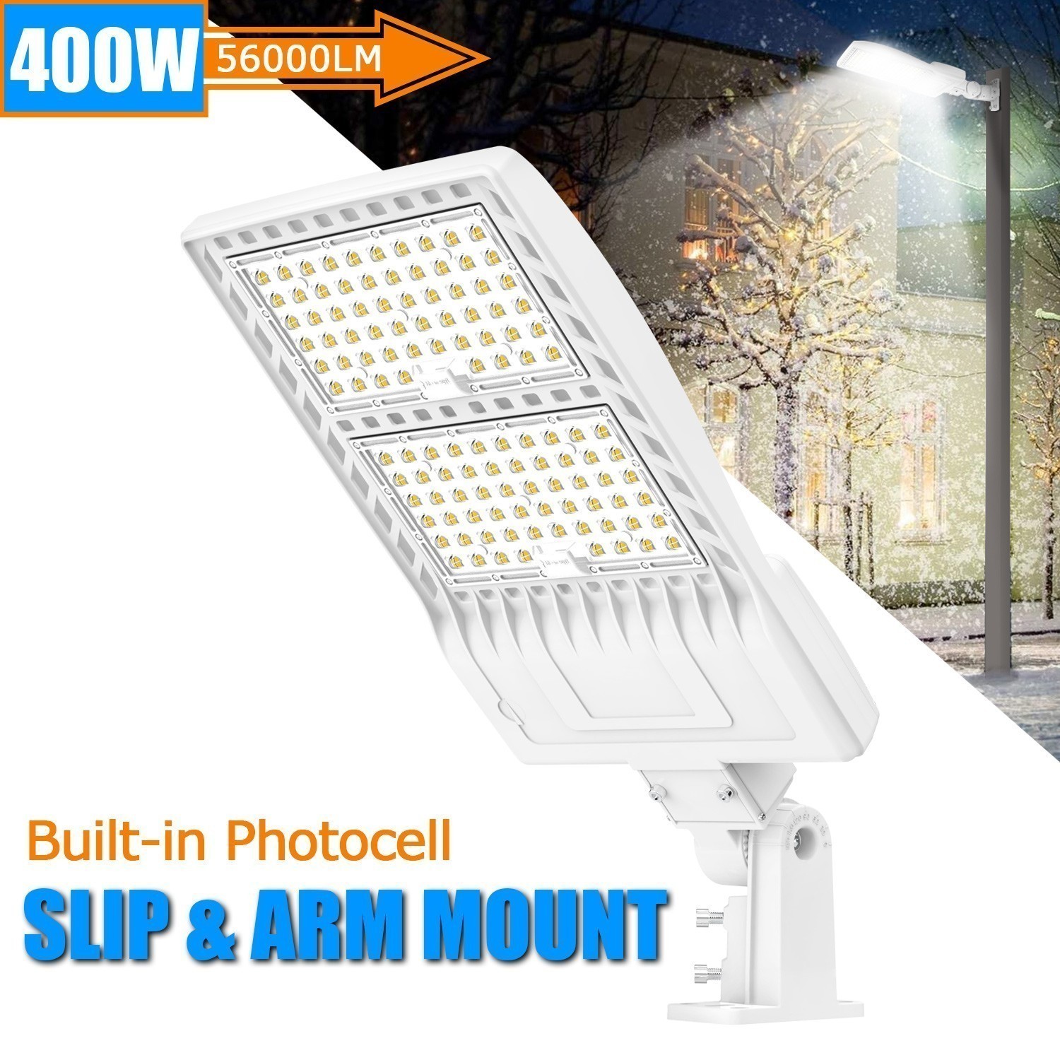 Dusk To Dawn LED Parking Lot Shoebox Wall Light 400W Outdoor Street Road Lamp