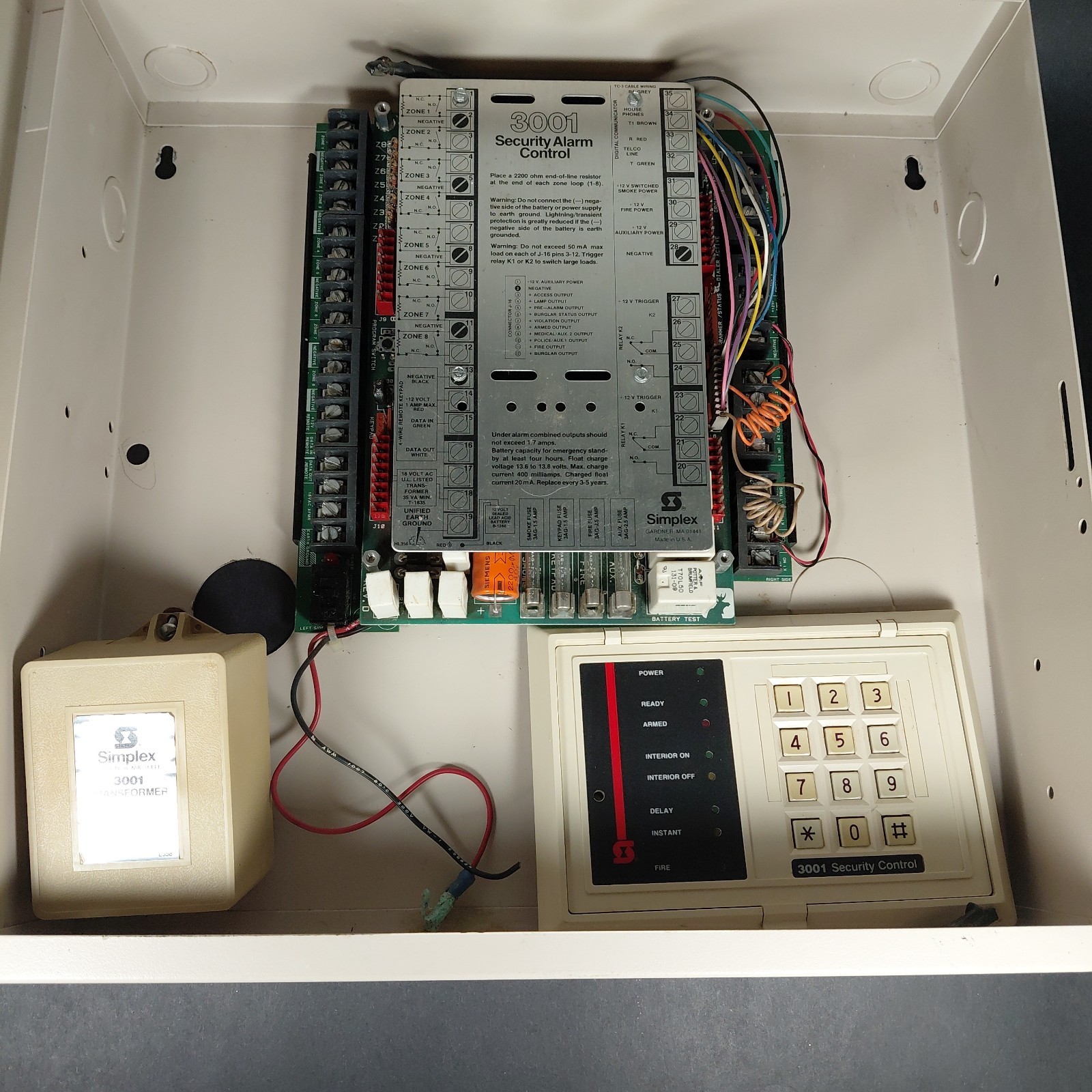 UNTESTED Simplex 3001-9001 Security and Fire Alarm Control Panel & Manuals READ
