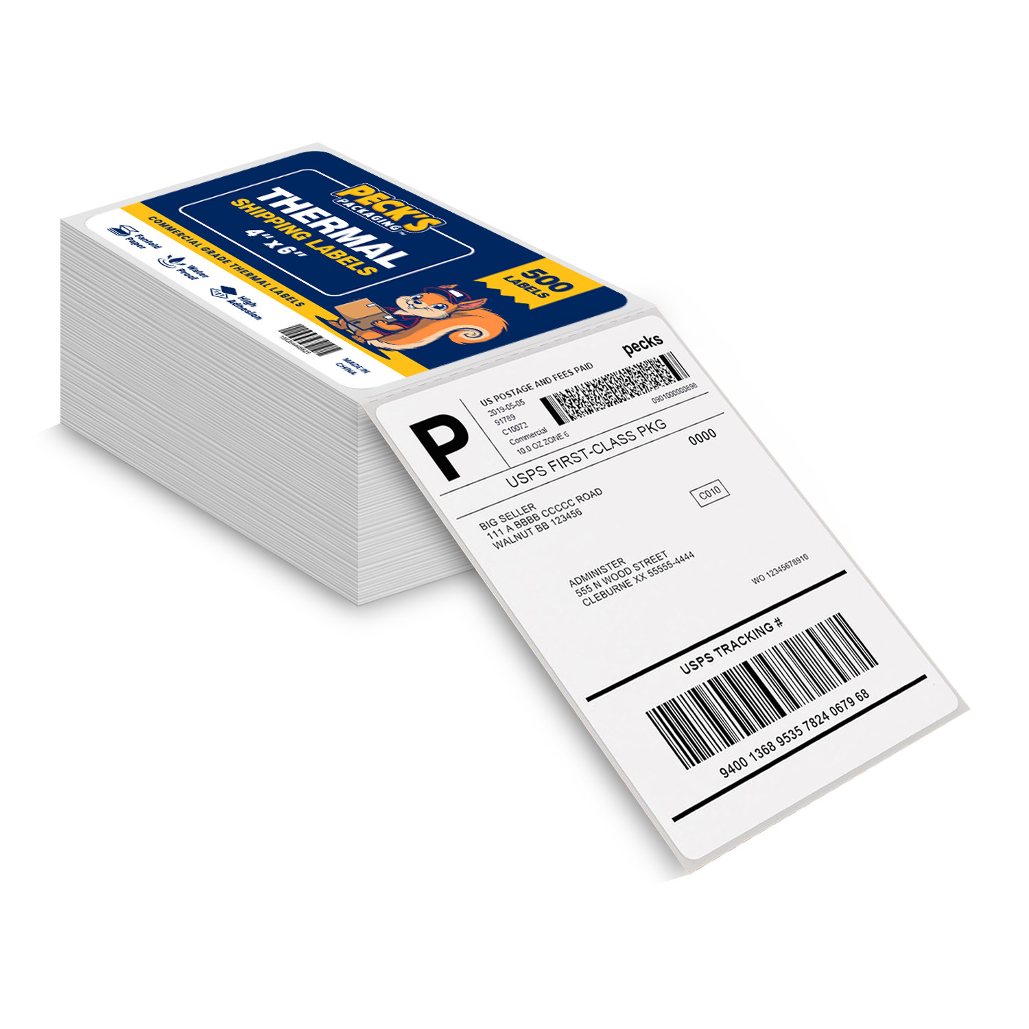 Fanfold 4×6 White Direct Thermal Commercial Shipping Labels Waterproof Jam-Free