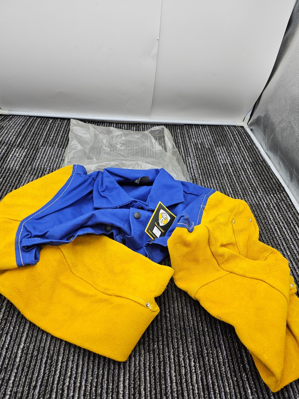Tillman 9221 Blue Cotton/Leather Cape Sleeve Small