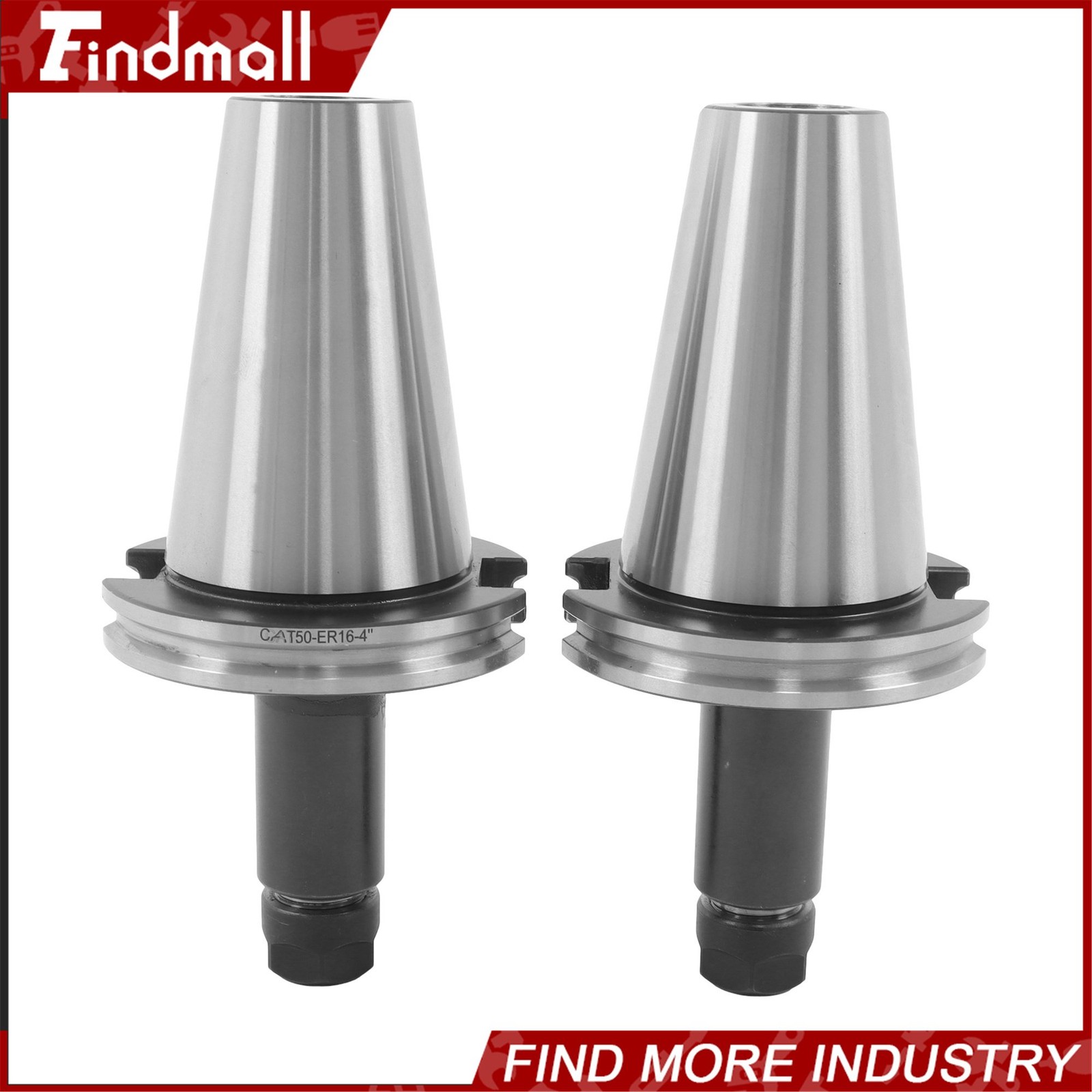 Findmall 2 Pcs CAT50 ER16 Collet Chuck Set 4″ Projection for CNC Mills