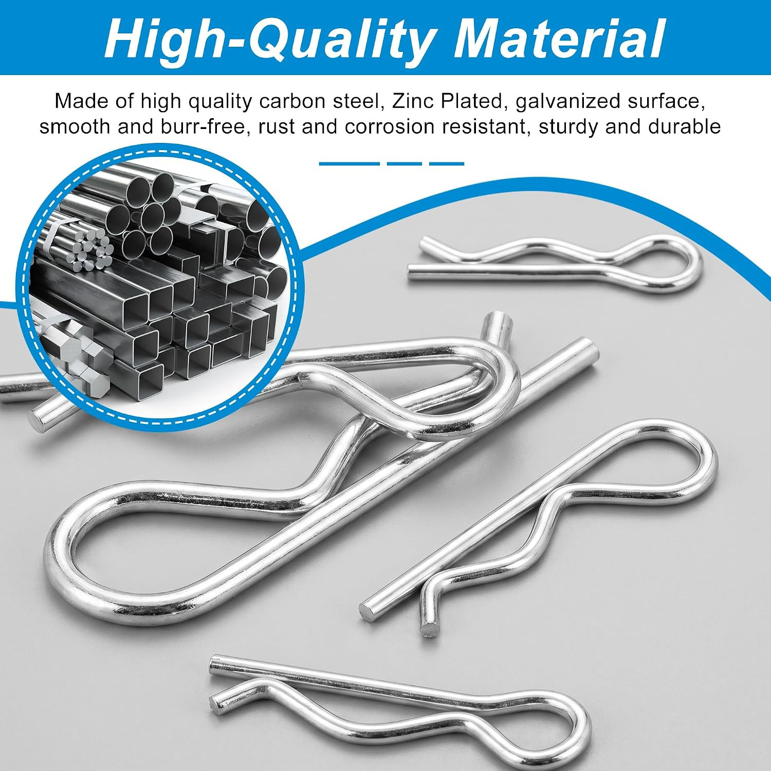110 PCS Cotter Pin Assortment Kit, 10 Sizes Stainless Steel Cotter Pins & R Clip