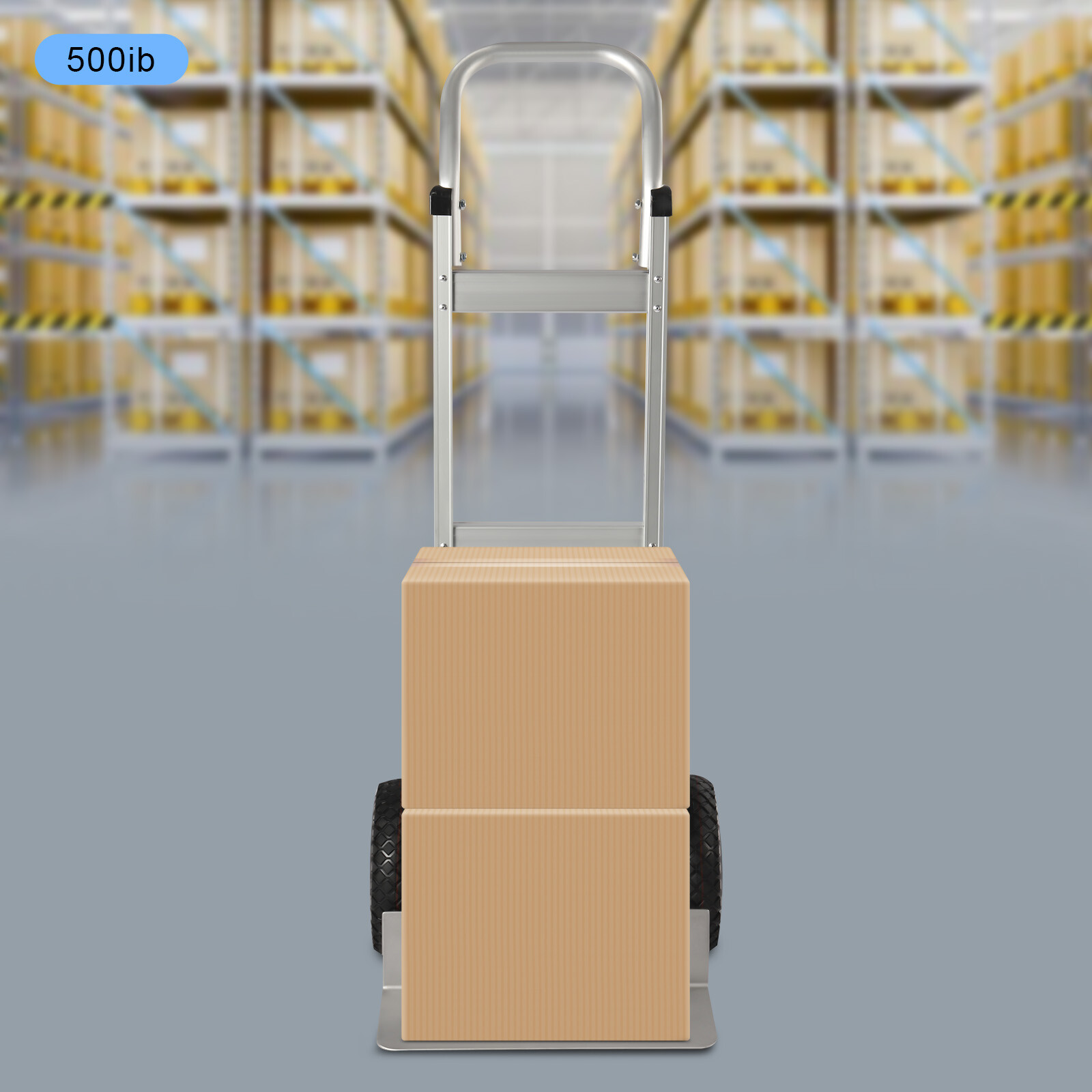 Aluminum Alloy Hand Truck Cart Heavy Duty Dolly W/ Rubber Wheels 500lbs