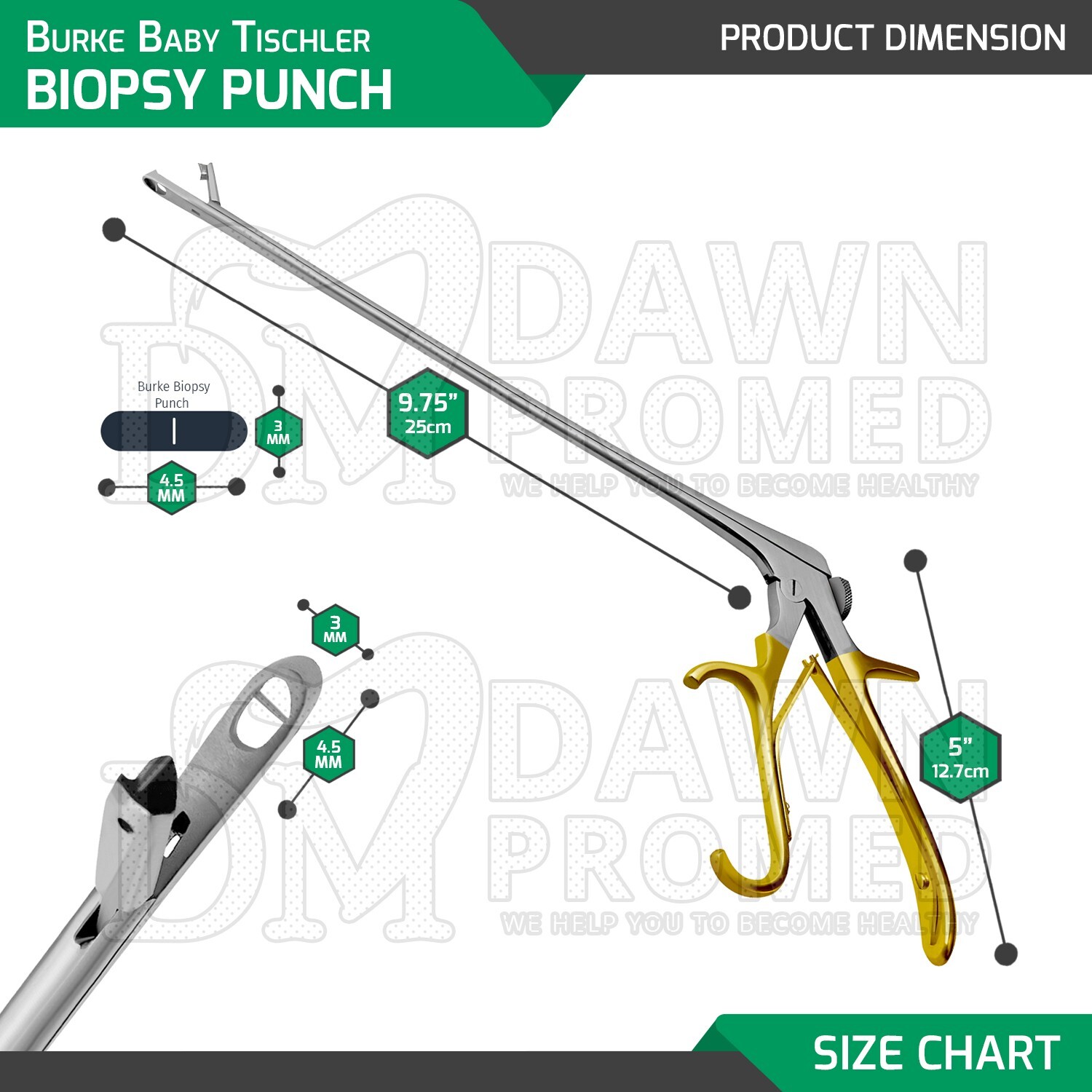 Burke Baby Tischler Biopsy Punch Forceps 4.5 X 3 X 1.5 mm Bite OB/GYN German Gr