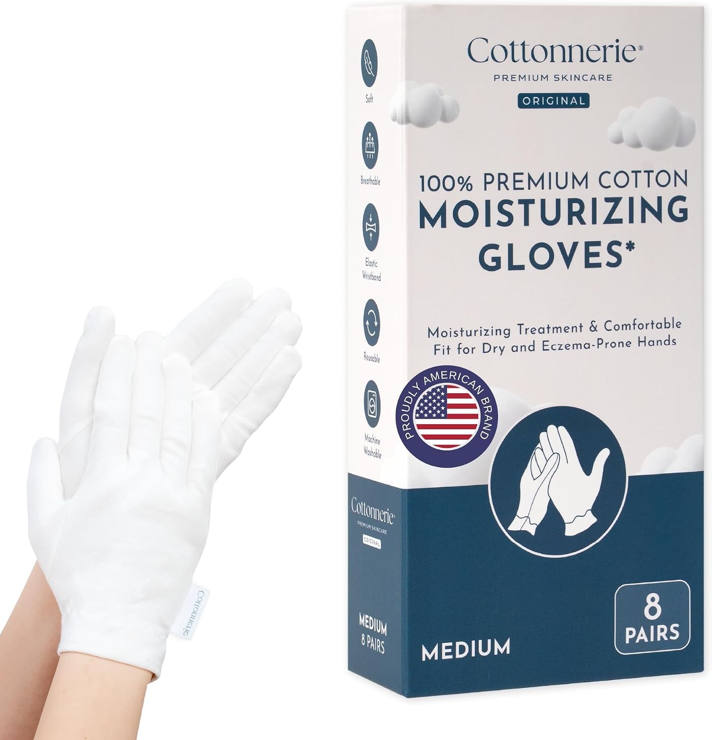 Cotton Gloves Moisturizing Hand Sleep Overnight Eczema Therapy Reusable