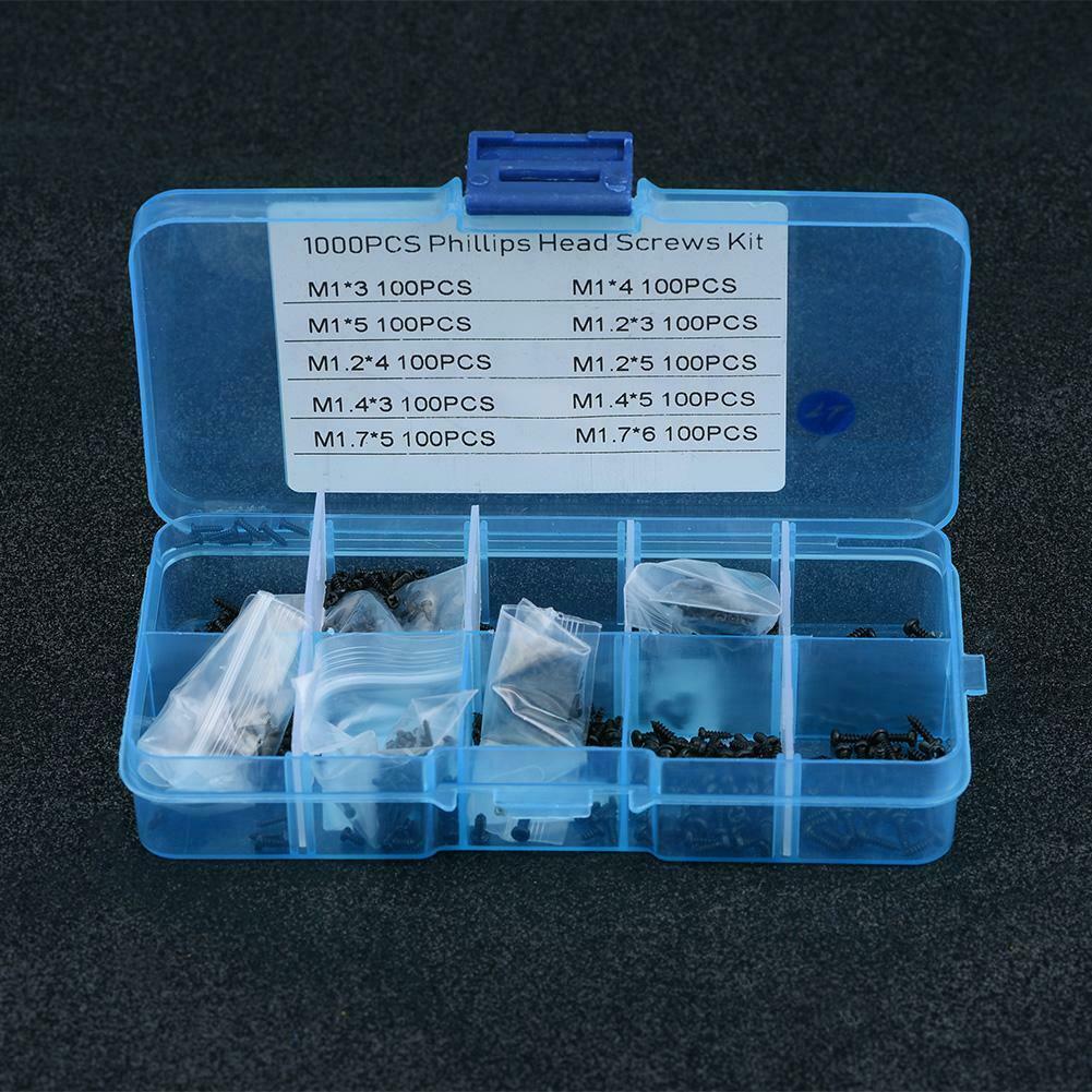 Black Small Self Tapping Screws Phillips Pan Head M1 M1.2 M1.4 M1.7 1000pcs